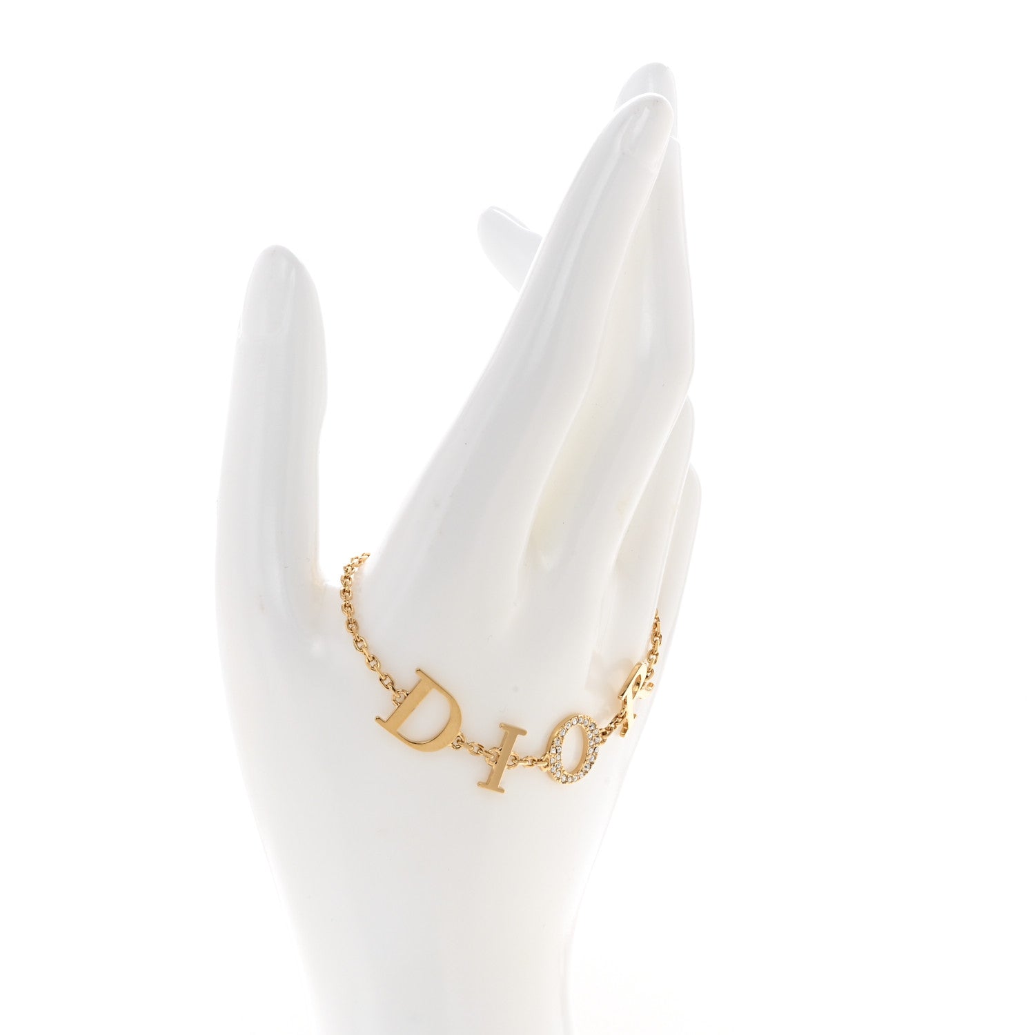 Christian Dior Metal Crystal Letters Bracelet Gold 2 of 5