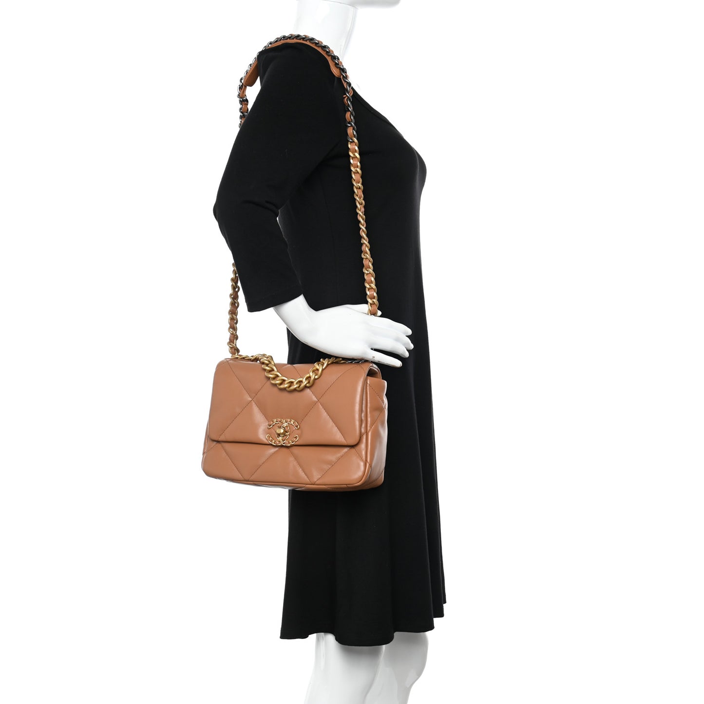 Lambskin Quilted Medium Chanel 19 Flap Brown