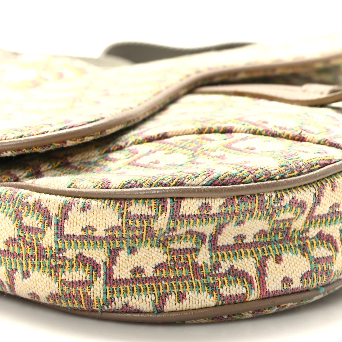 Jacquard Oblique Mens Saddle Bag Beige Multicolor