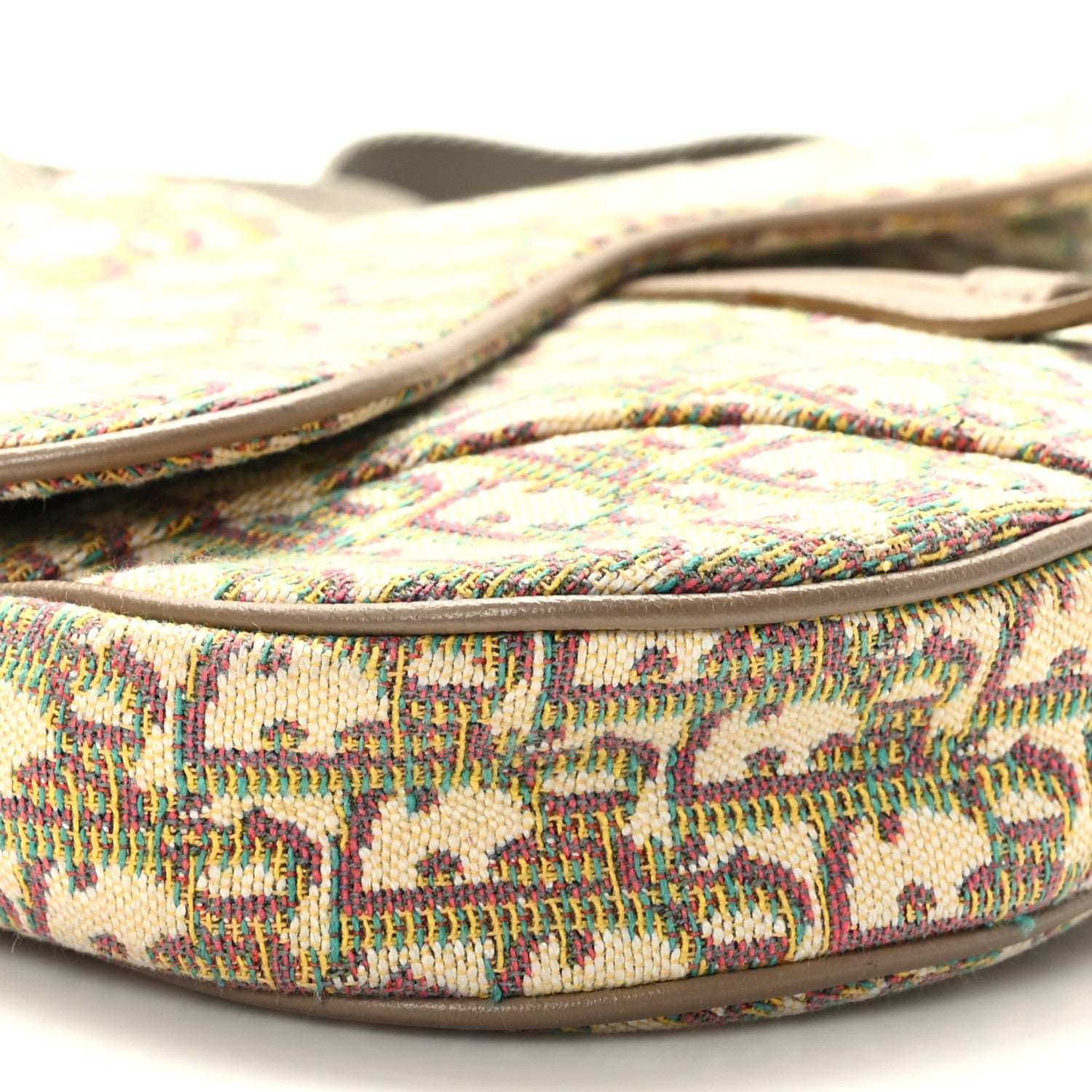 Christian Dior Jacquard Oblique Mens Saddle Bag Beige Multicolor 7 of 8