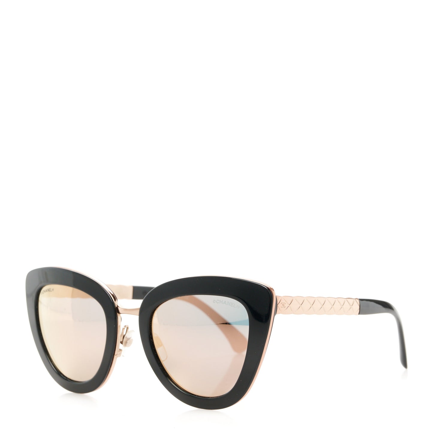 Cat Eye Quilted Sunglasses 5368 Black Pink