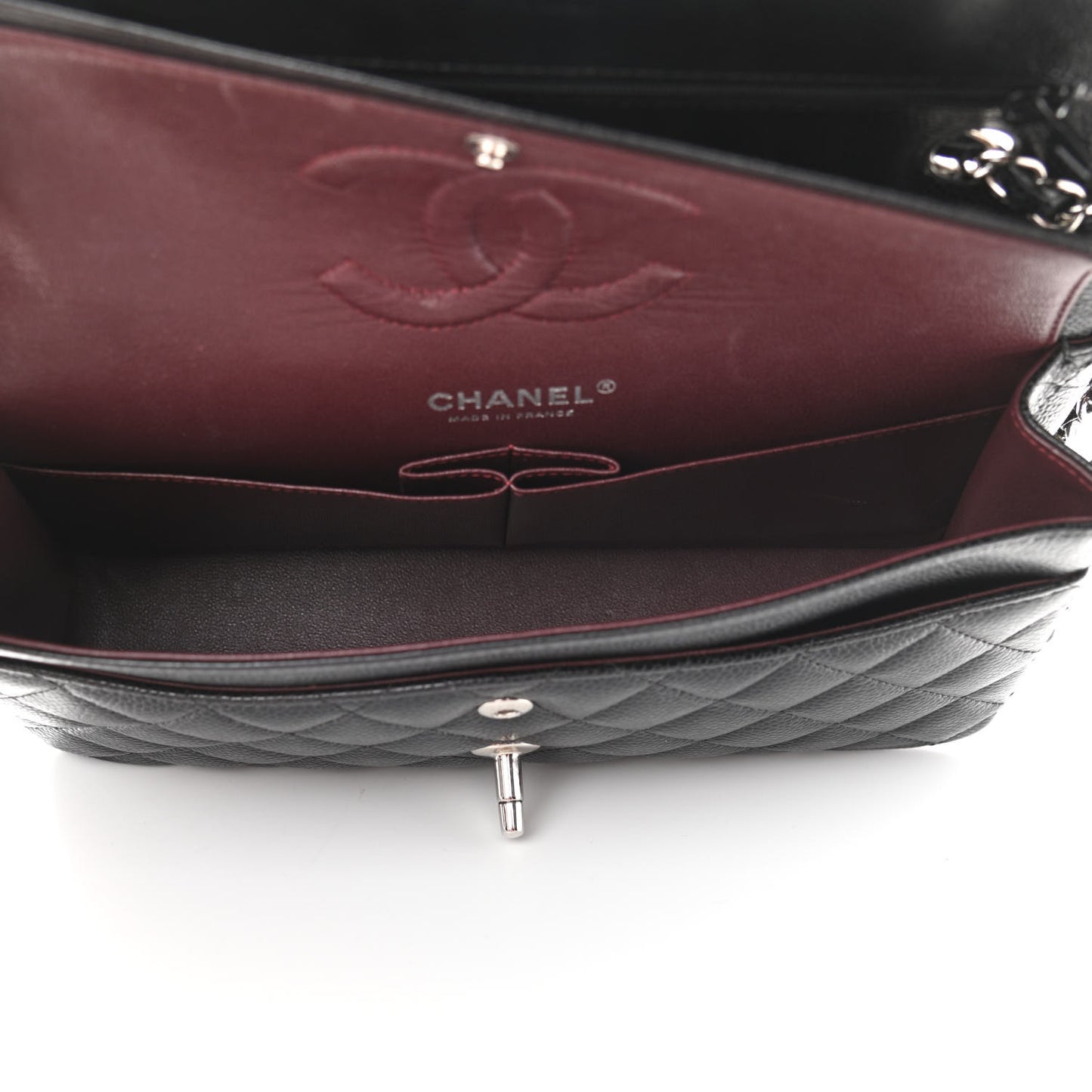 Caviar Quilted Medium Double Flap Black