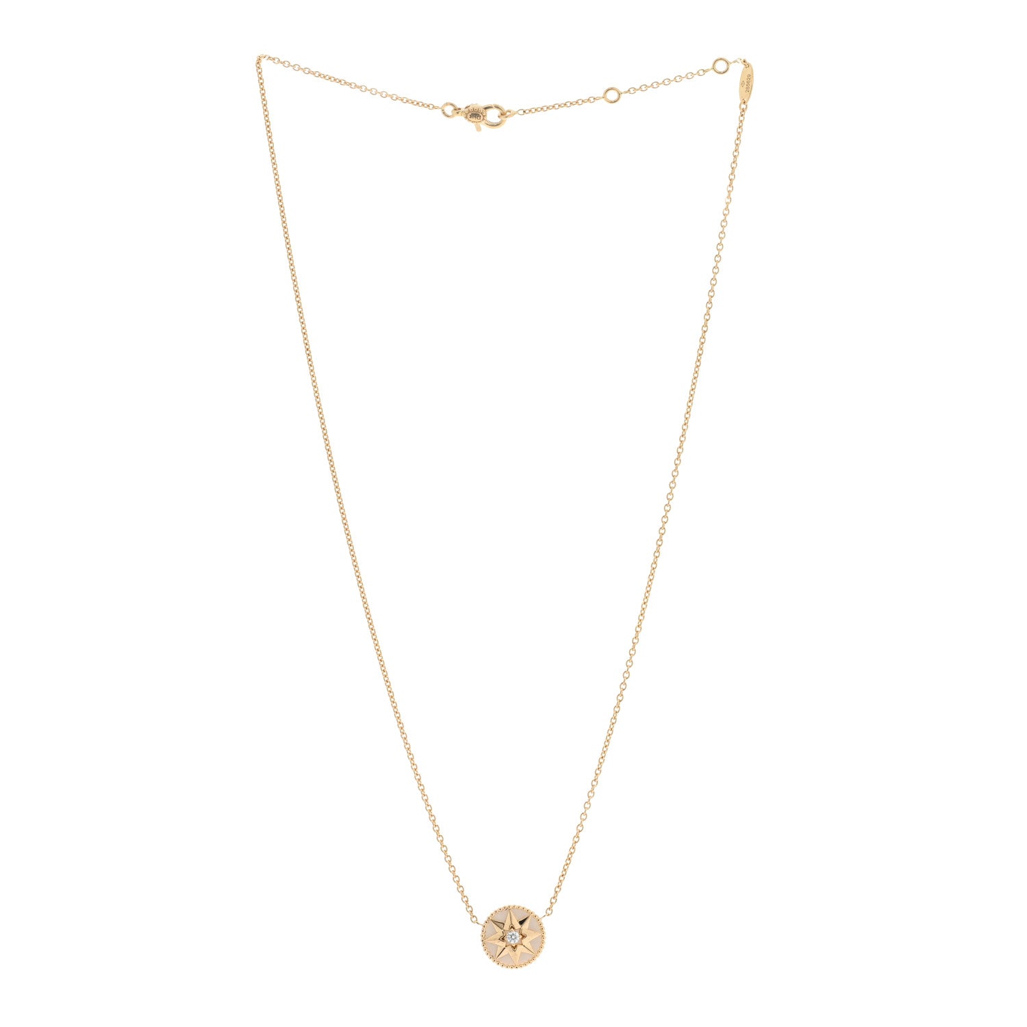 Christian Dior 18K Yellow Gold Diamond Mother of Pearl Rose Des Vents Necklace 3 of 5
