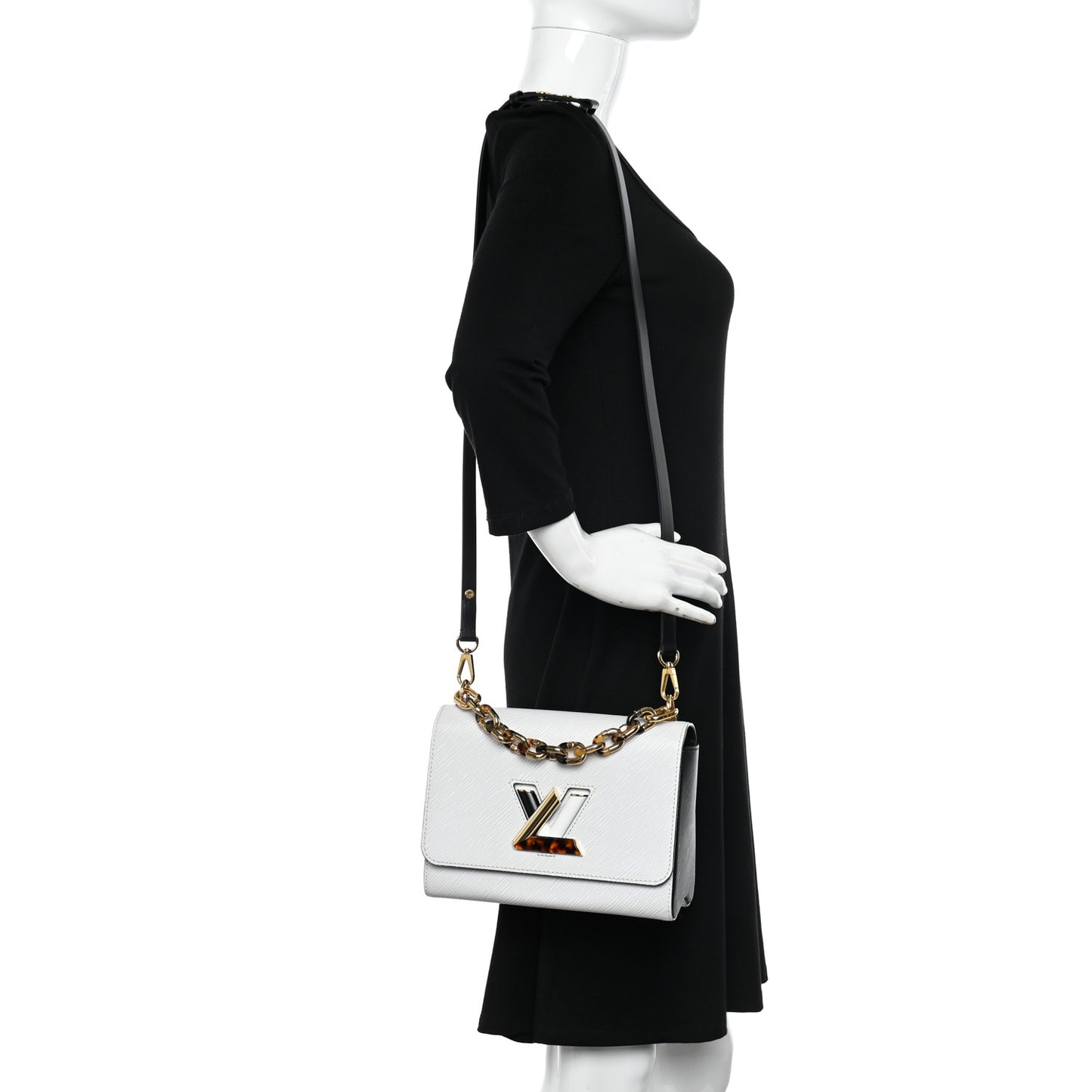 Epi Tortoiseshell Twist Shoulder Bag MM Black White