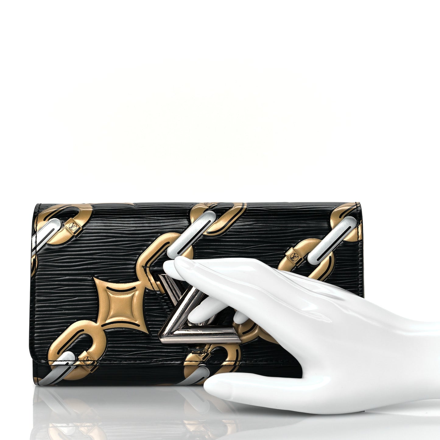 Epi Chain Flower Print Twist Wallet Black