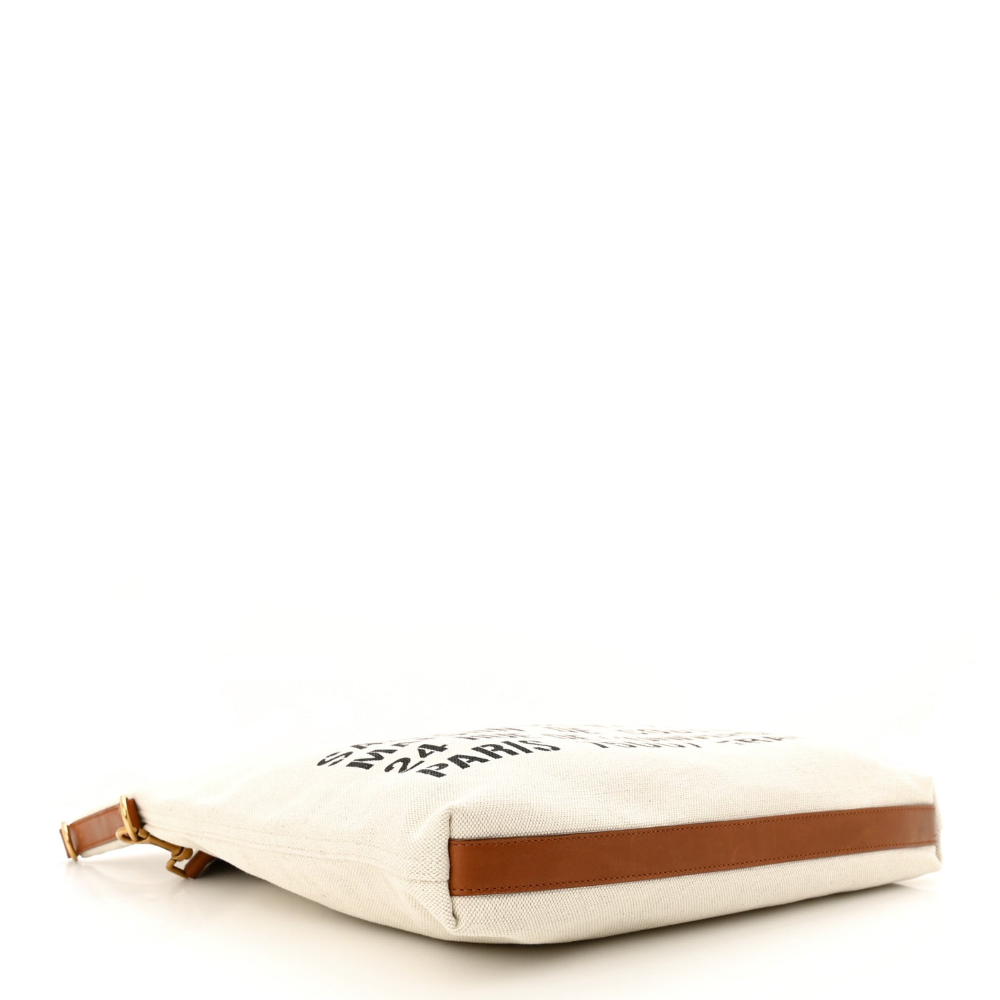 Canvas Smooth Calfskin Universite North South Foldable Tote Naturel Brick