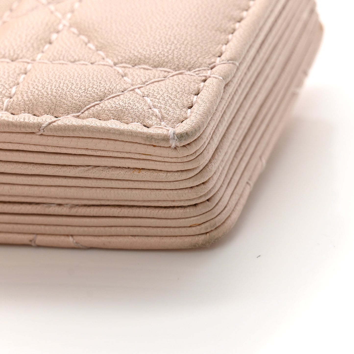 Lambskin Cannage Lady Dior 5-Gusset Card Holder Light Pink