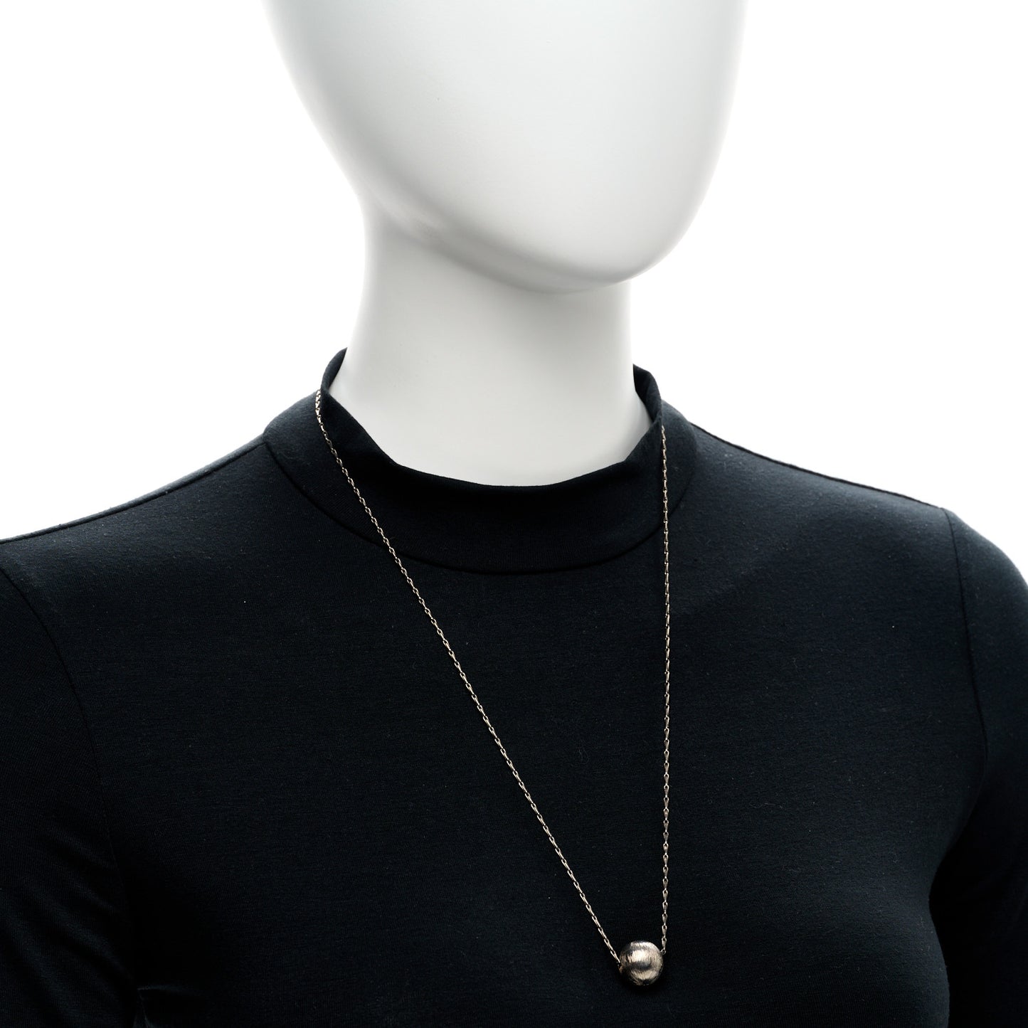 Metal Textured Ball Chain Link Necklace Silver