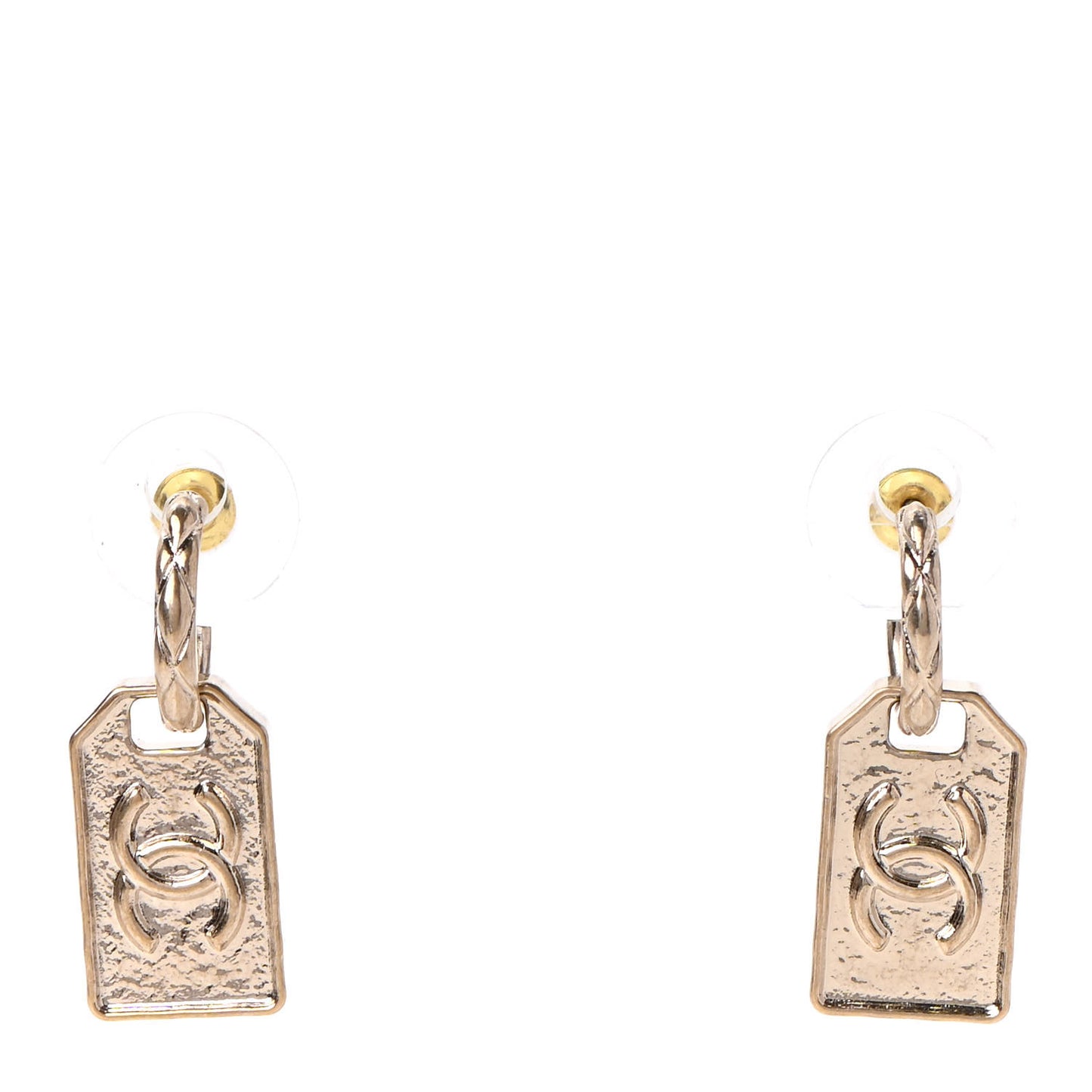 CC Tag Drop Earrings Gold