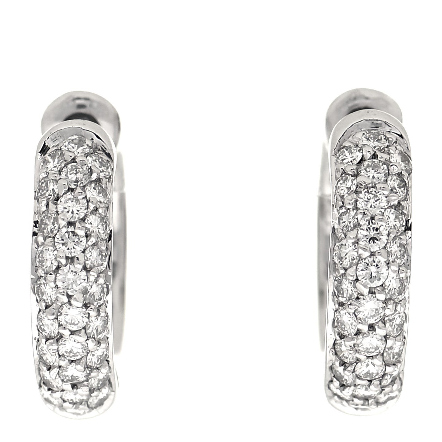 18K White Gold Diamond Huggie Hoop Earrings
