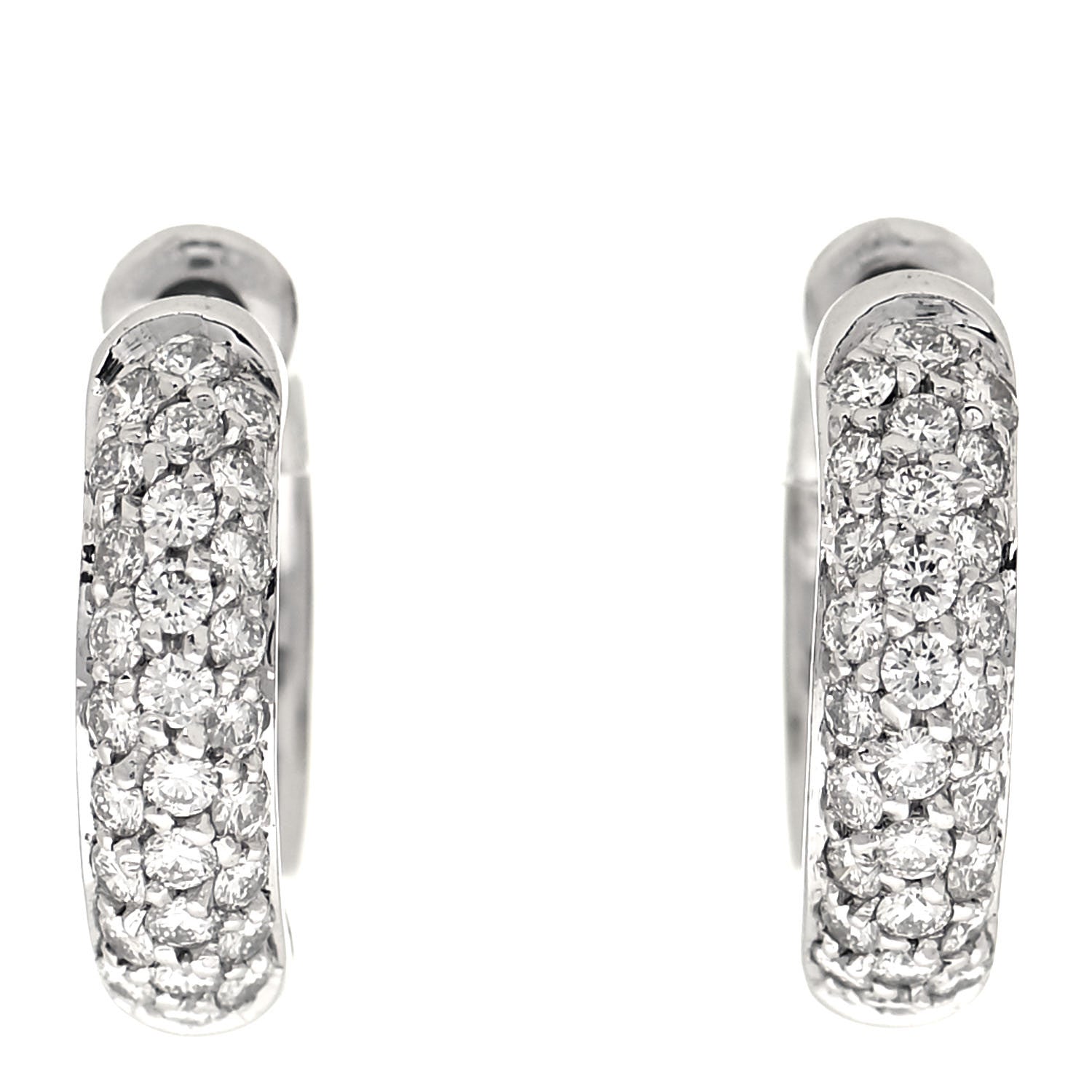 Van Cleef & Arpels 18K White Gold Diamond Huggie Hoop Earrings 1 of 6