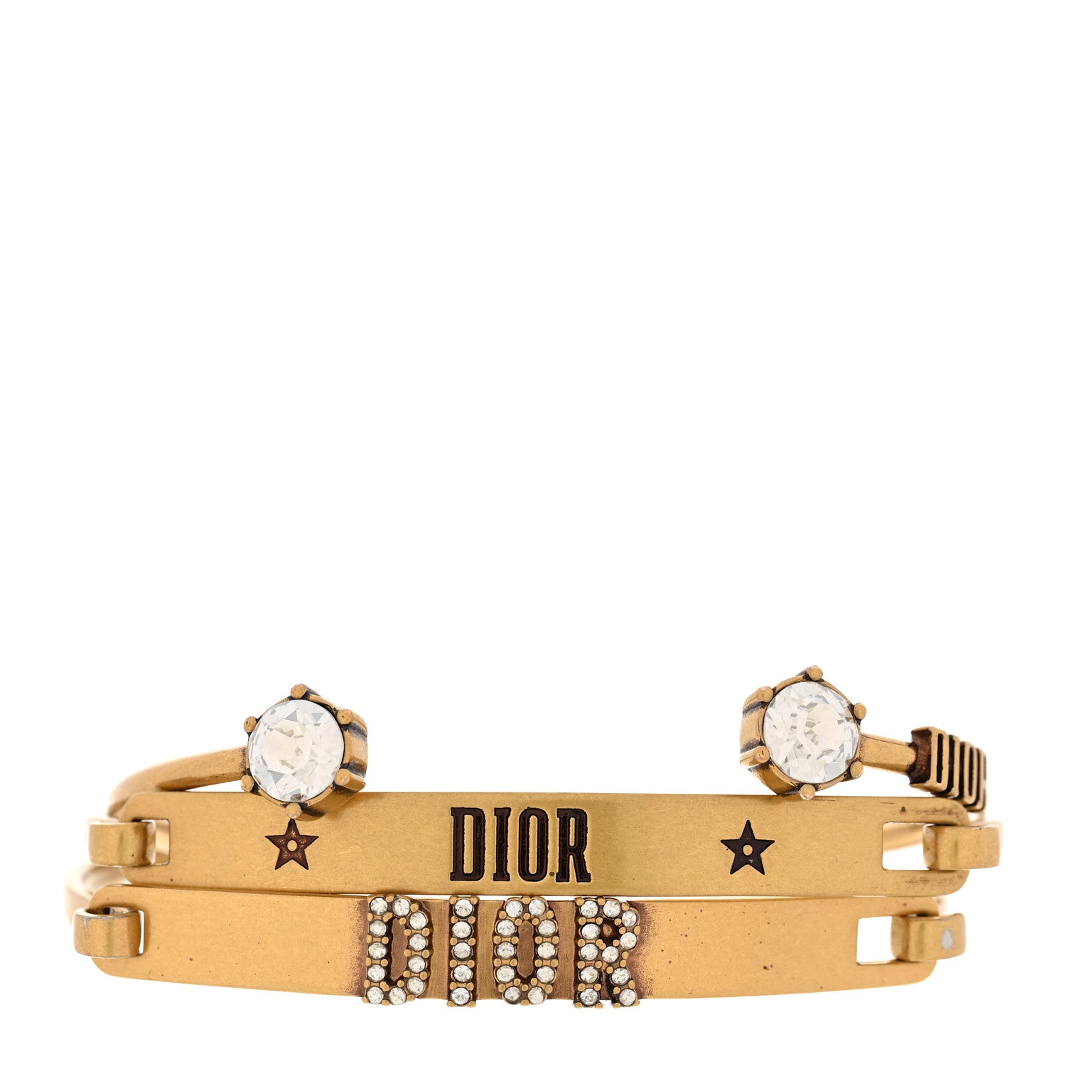Christian Dior Metal Crystal Dio(r)evolution Bracelet Set Gold