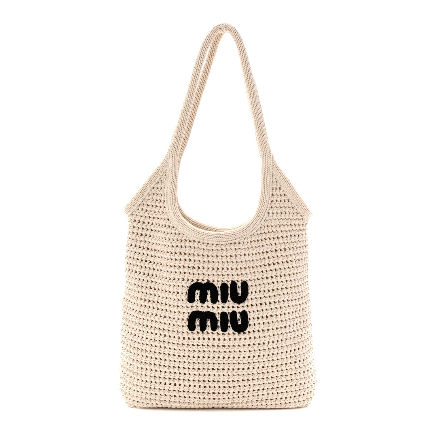 Miu Miu Cotton Crochet Ivy Bag Chalk White Black 1781324