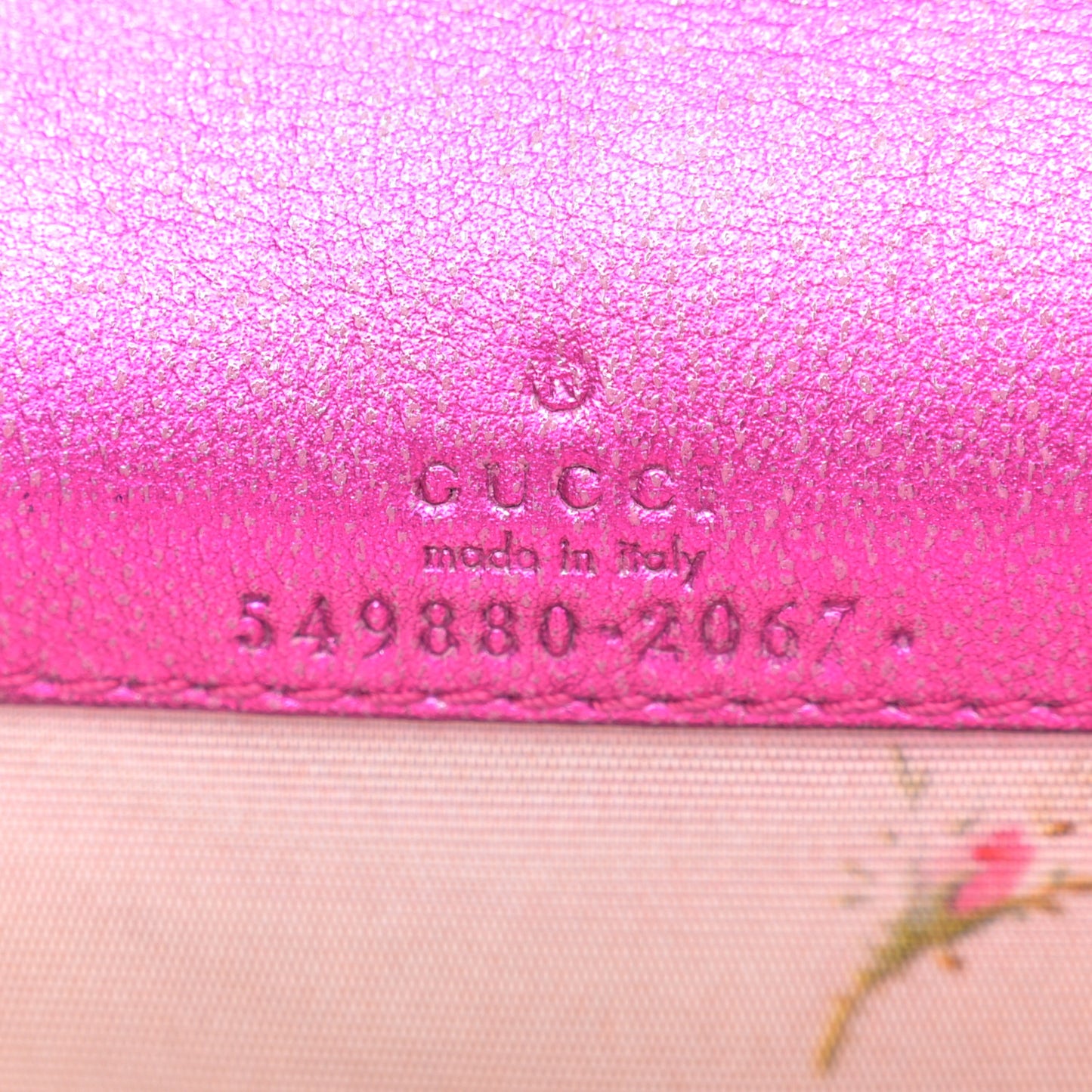 Metallic Calfskin Matelasse Crystal GG Marmont Mini Bag Fuchsia