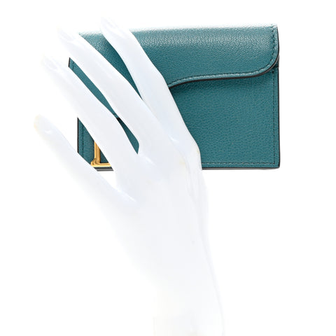 Goatskin Saddle Card Holder Azure Blue