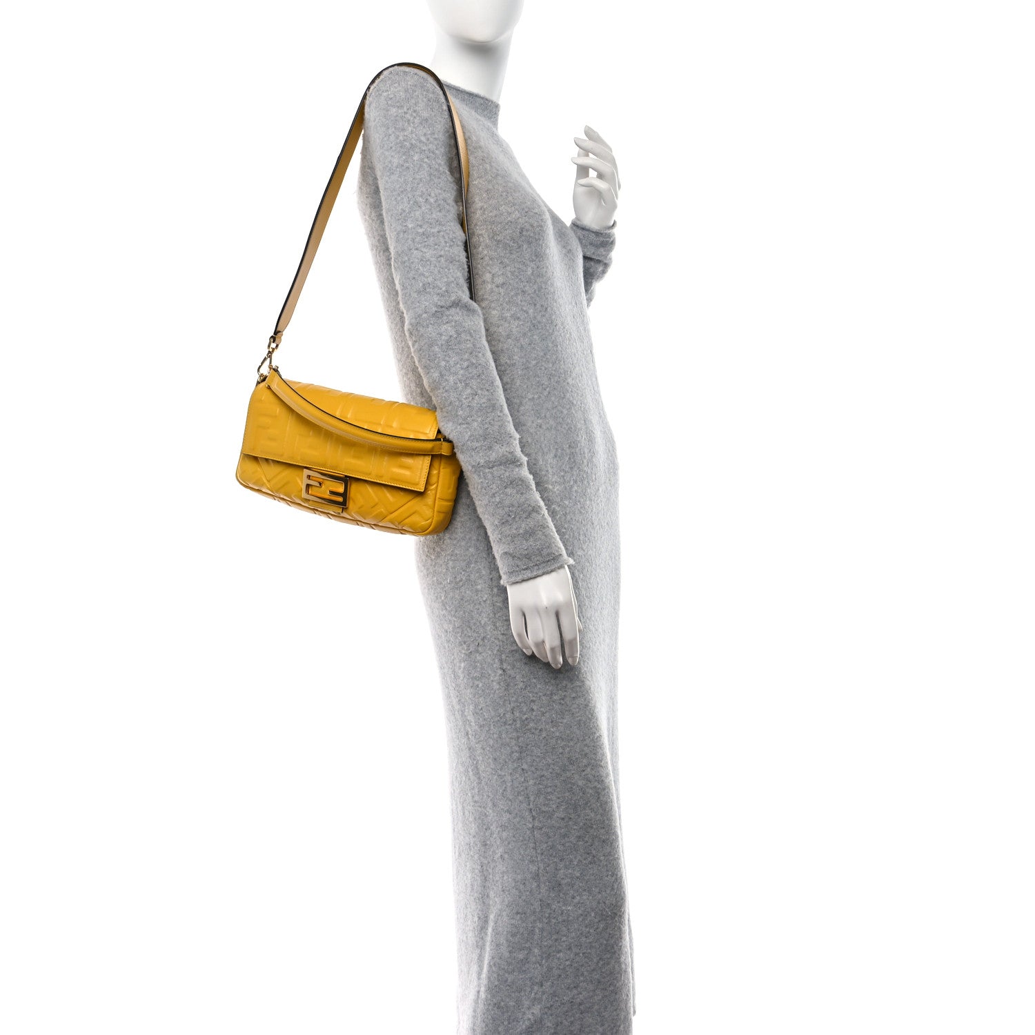 Fendi Nappa FF 1974 Embossed Baguette Mimosa 2 of 15