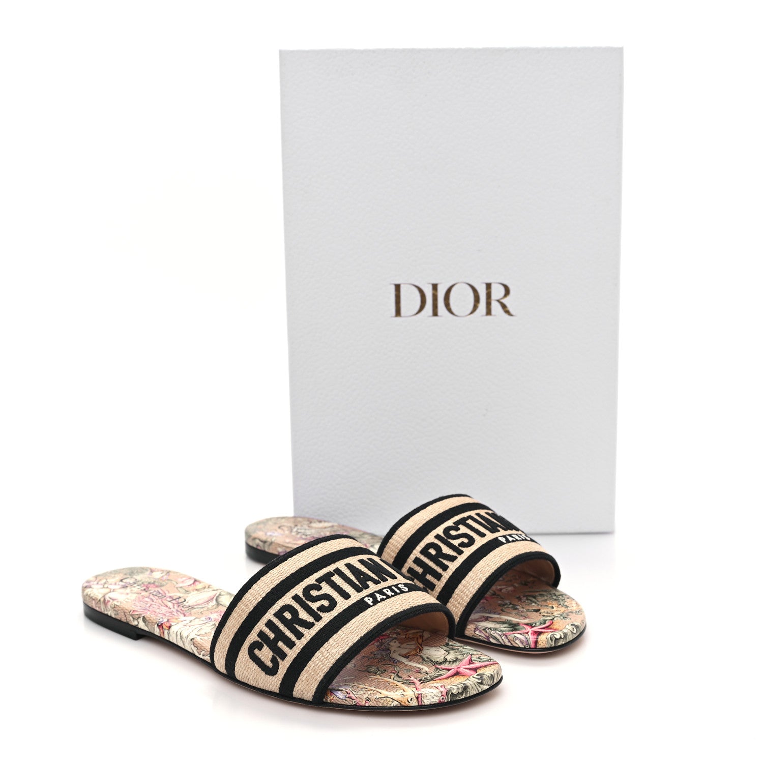 Christian Dior Straw Embroidered Cabinet de la Mer Dway Mules Slide Sandals 38.5 Multicolor 9 of 9