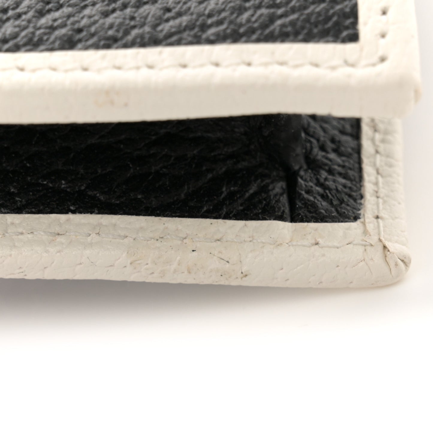 X ADIDAS Textured Dollar Calfskin Trefoil Embossed Phone Crossbody Bag Black Off White