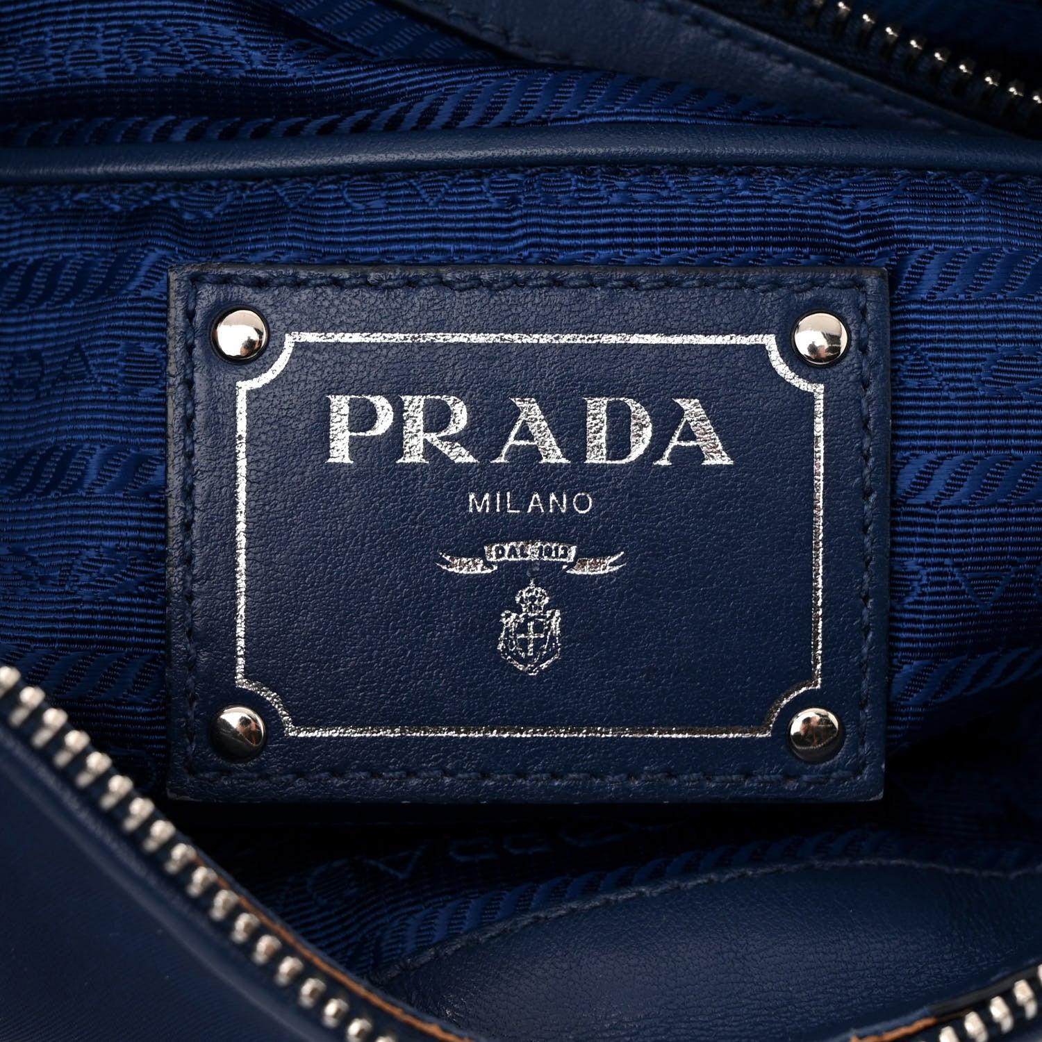 Prada Tessuto Nylon Soft Calfskin Shoulder Bag Royal 6 of 13