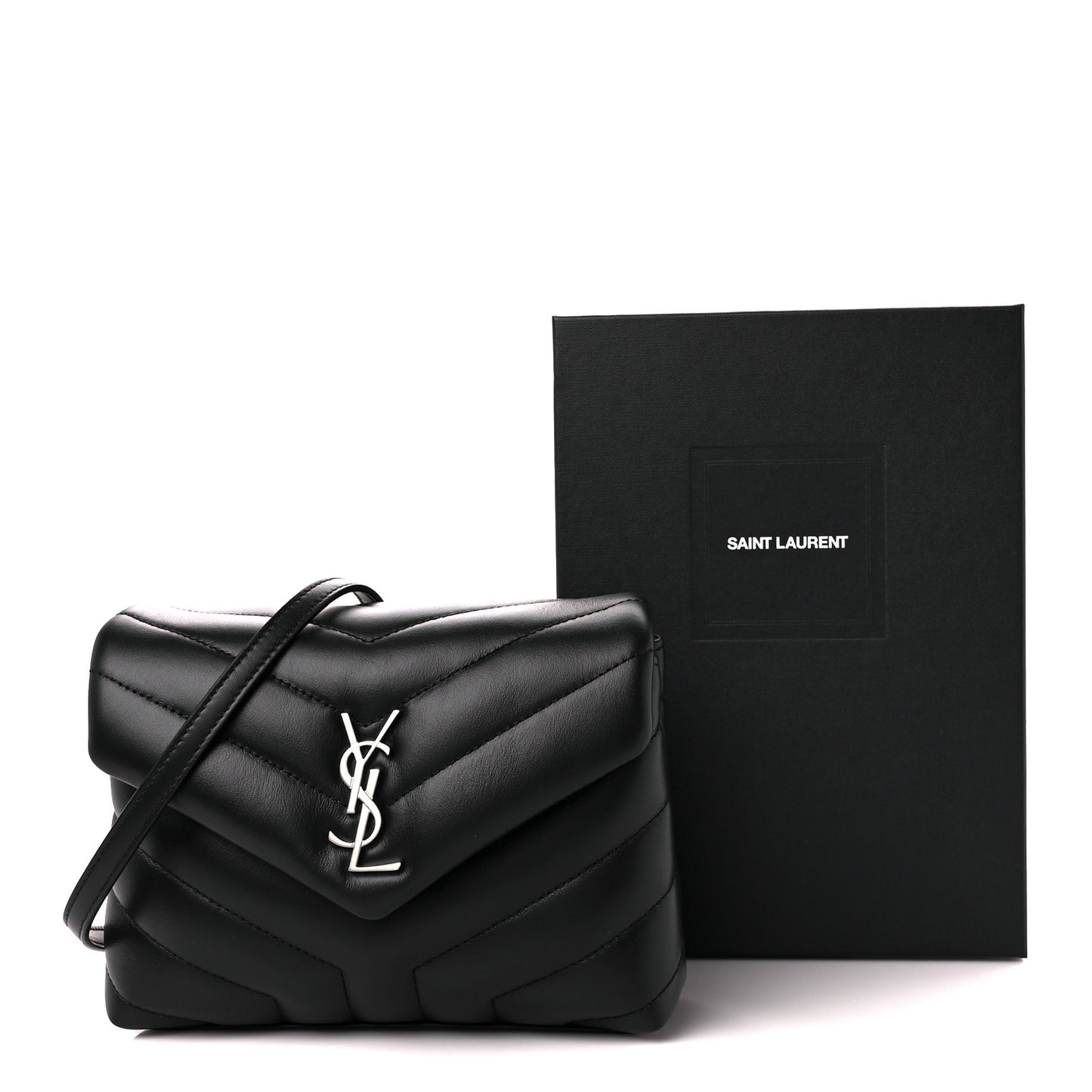 Calfskin Y Quilted Monogram Toy Loulou Crossbody Bag Black