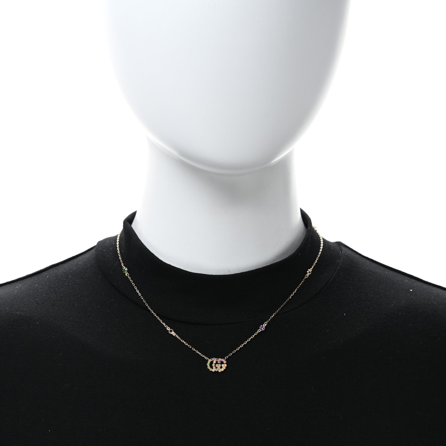 18K Yellow Gold Citrine Tsavorite Blue Topaz Amethyst GG Running Pendant Necklace