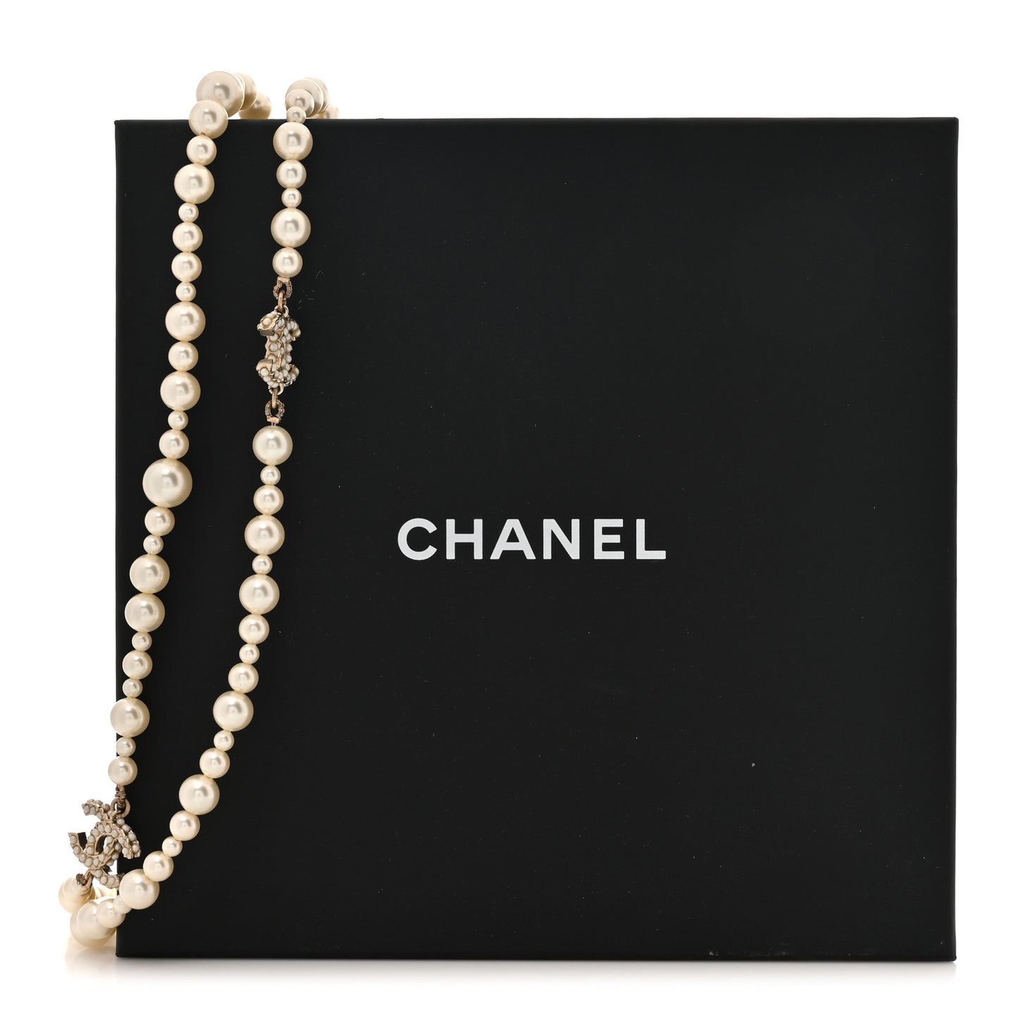 Pearl Multistrand CC Long Necklace Pearly White