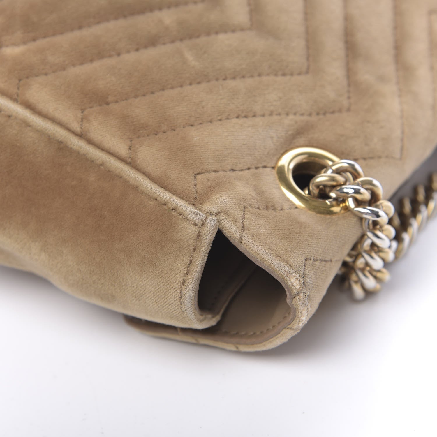 Gucci Velvet Matelasse Small GG Marmont Shoulder Bag Taupe 24 of 29