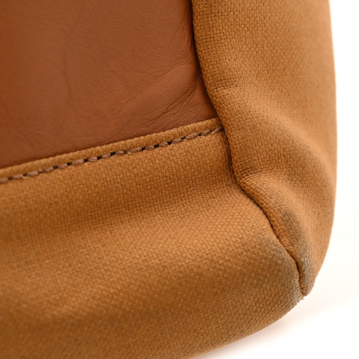 Canvas Calfskin Tote Light Brown