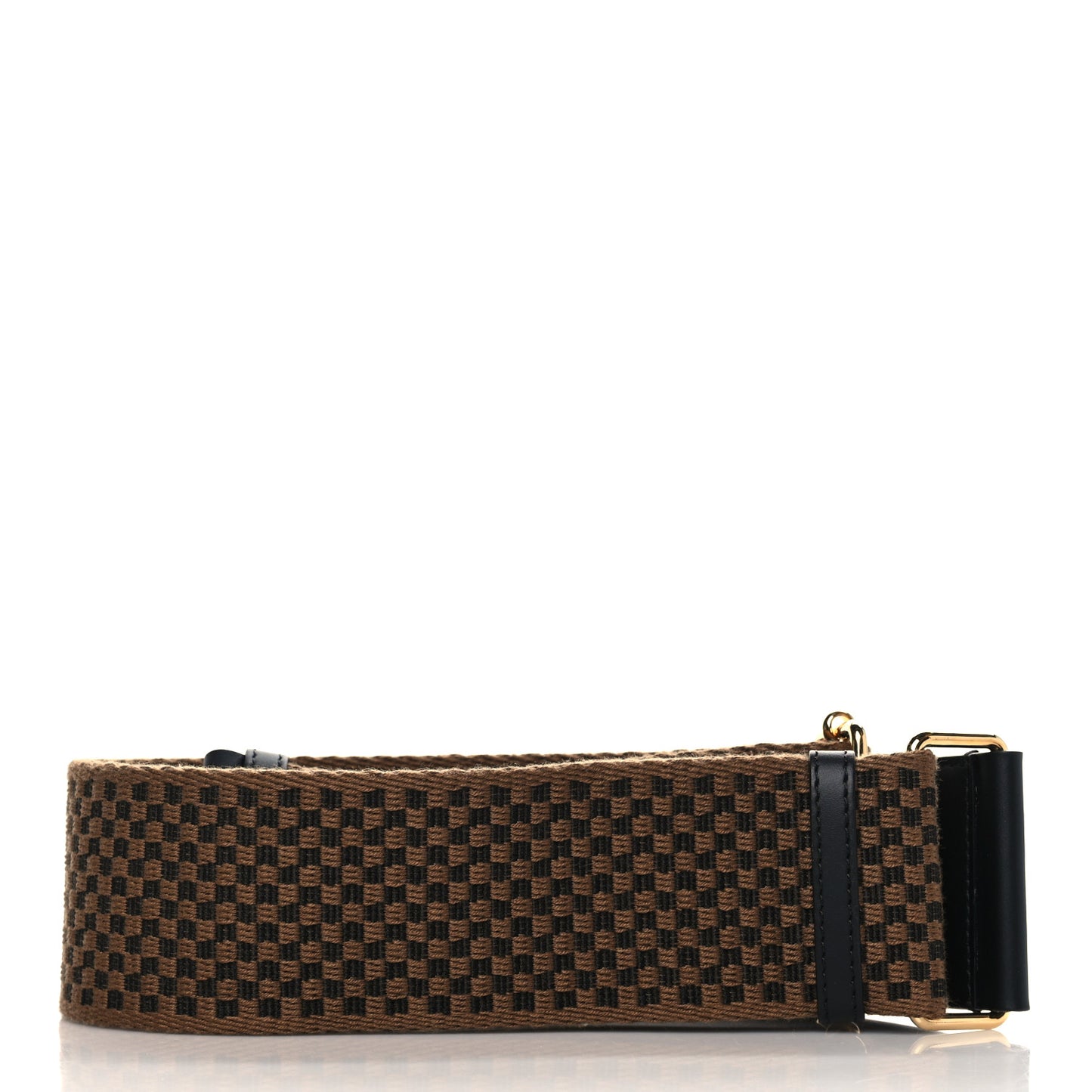 Ribbon Vitello King Logo Embossed Gingham Woven Adjustable Strap You Panna Black