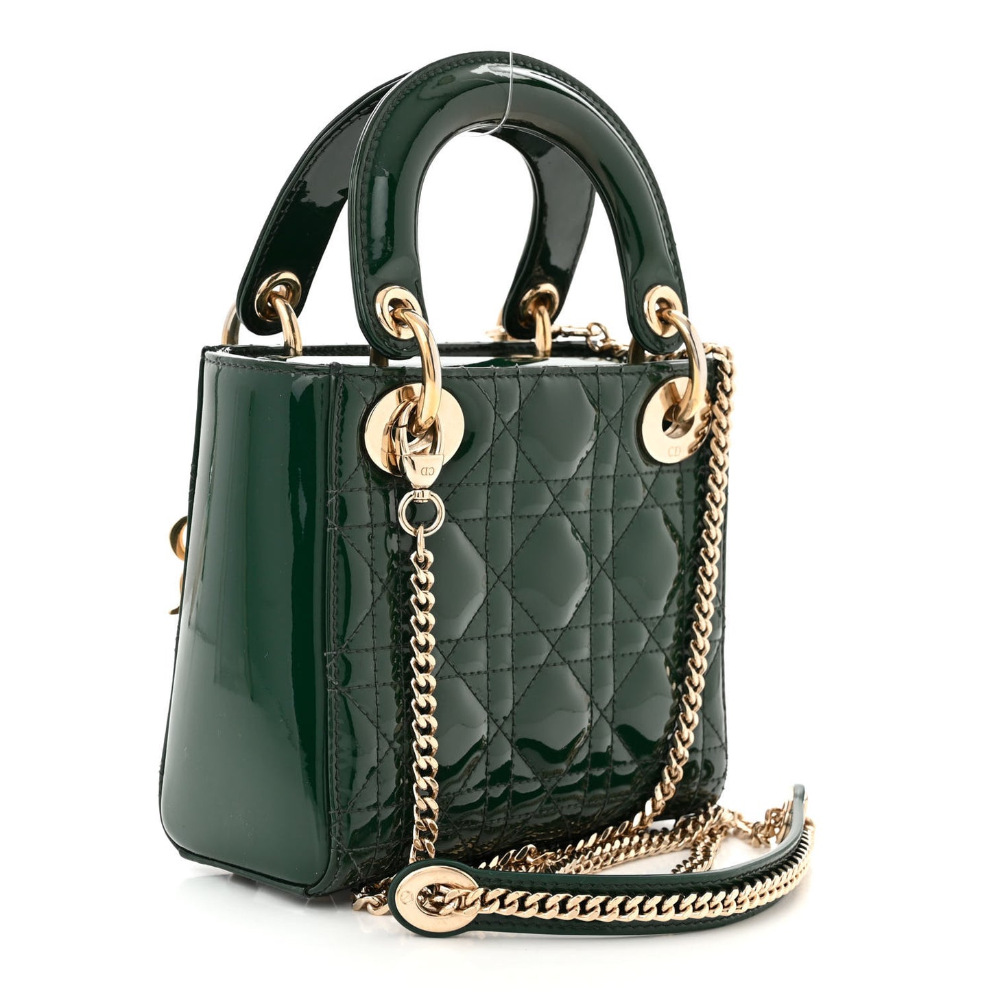 Patent Cannage Mini Lady Dior Pine Green