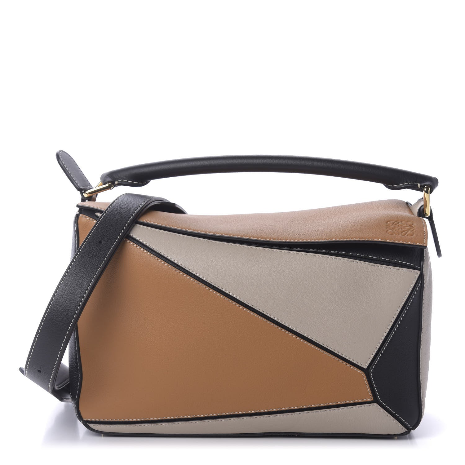 Loewe Grained Calfskin Medium Puzzle Bag Amber Light Oat 1 of 8