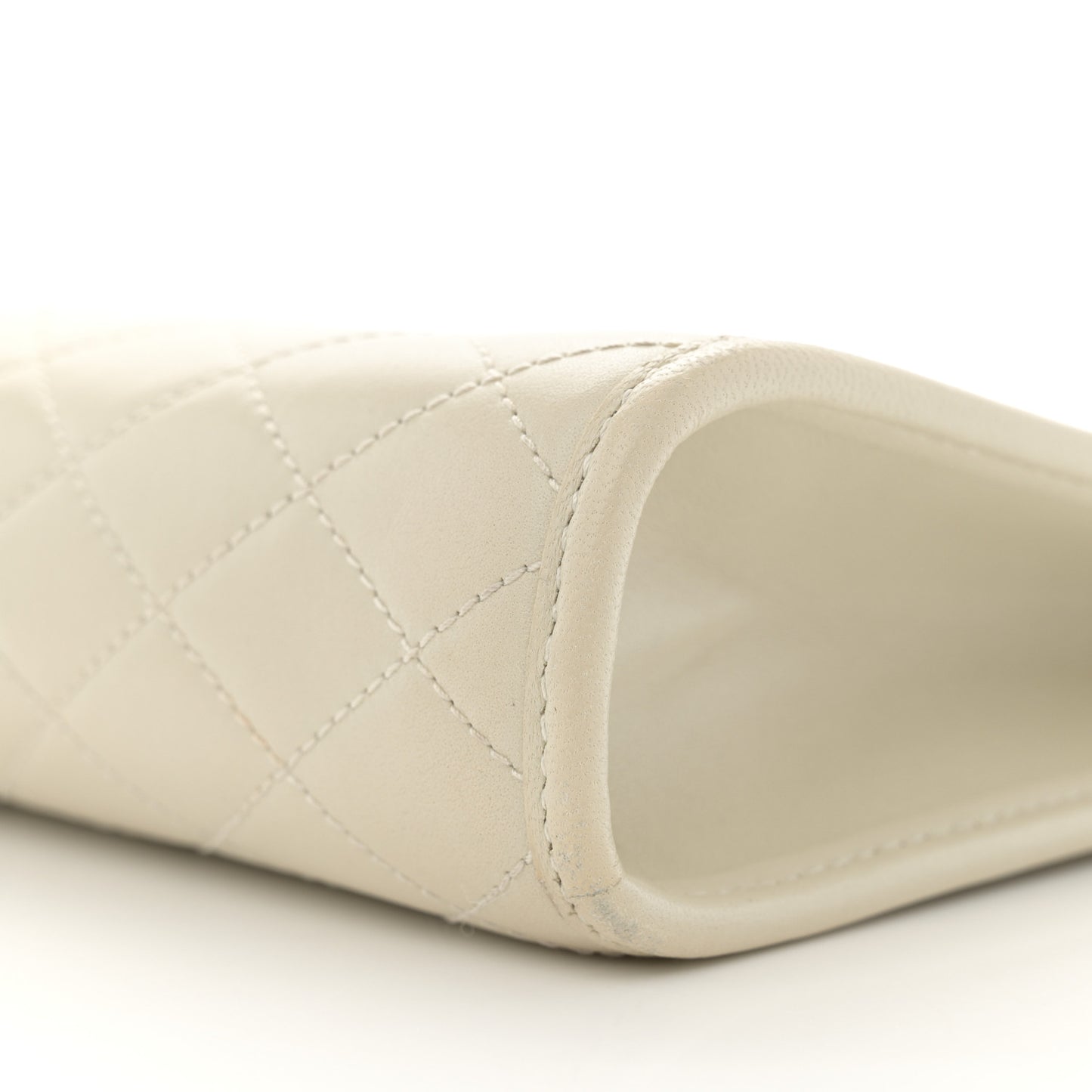 Lambskin Quilted Monogram Baby Victoire Chain Clutch Blanc Vintage