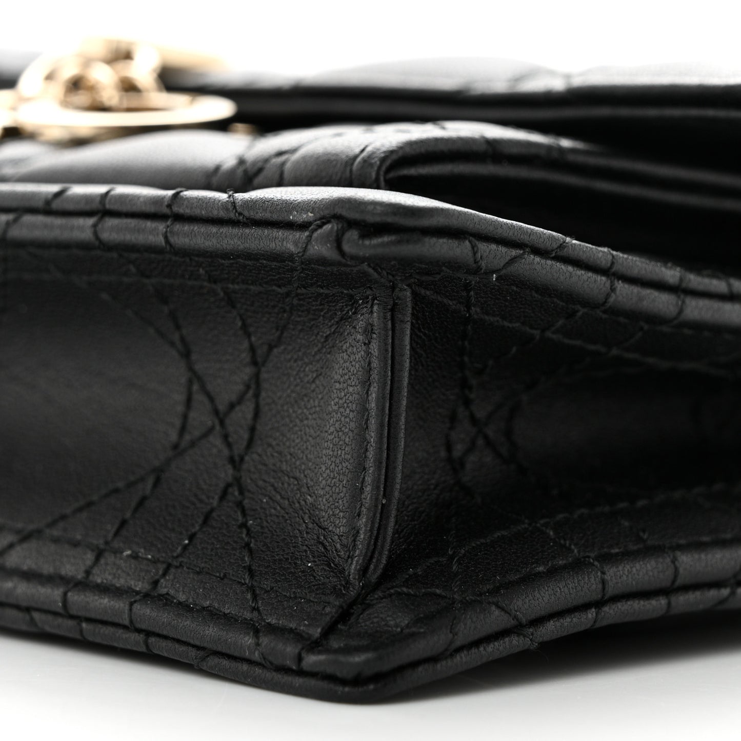 Lambskin Cannage Miss Dior Chain Pouch Black