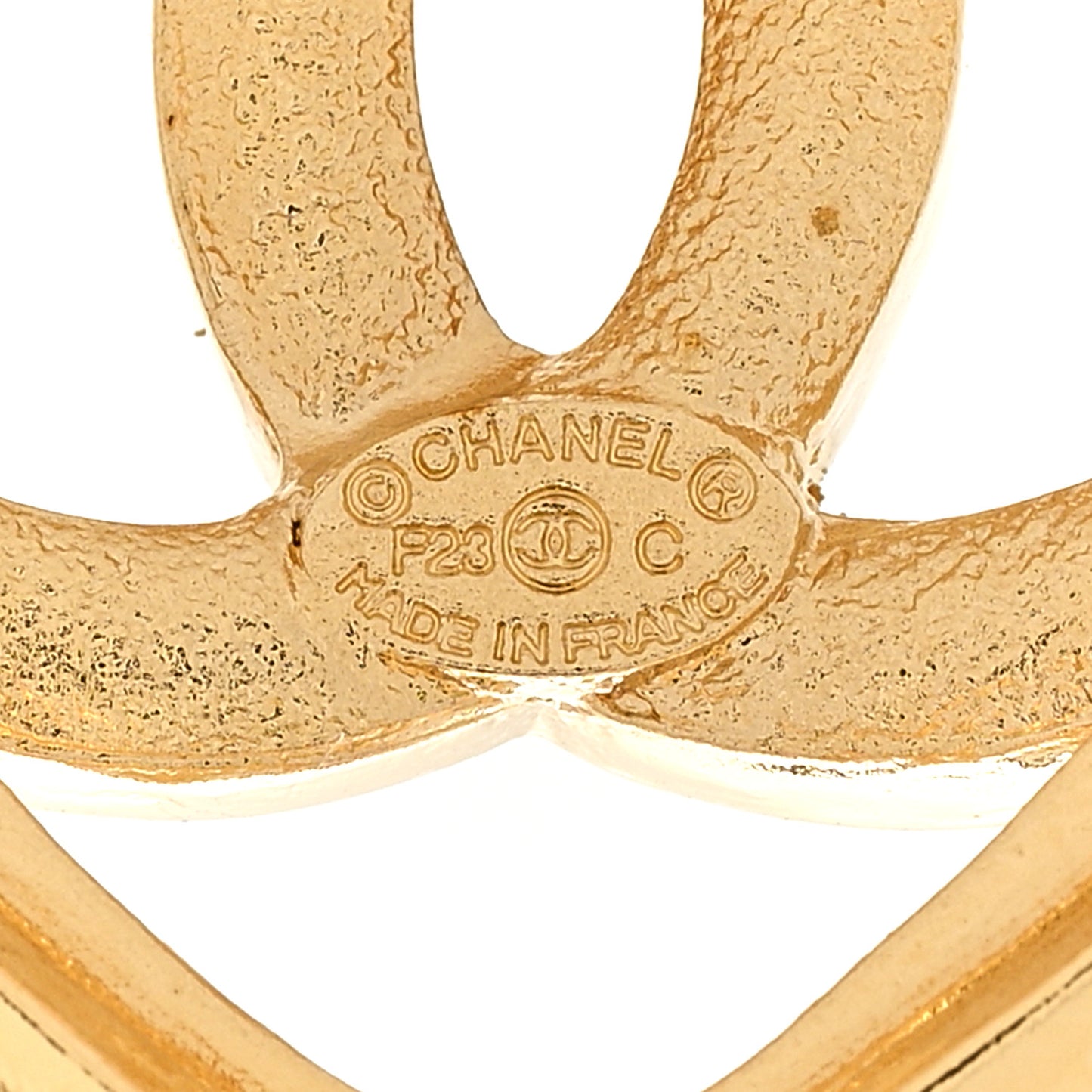 Metal Crystal CC Logo Heart Brooch Gold