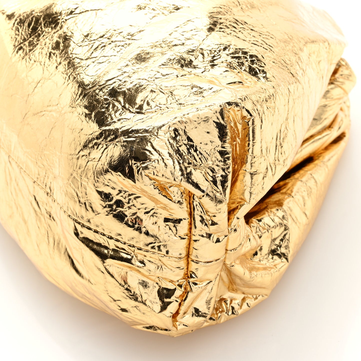 Metallic Crinkled Lambskin The Pouch Oversized Clutch Oro