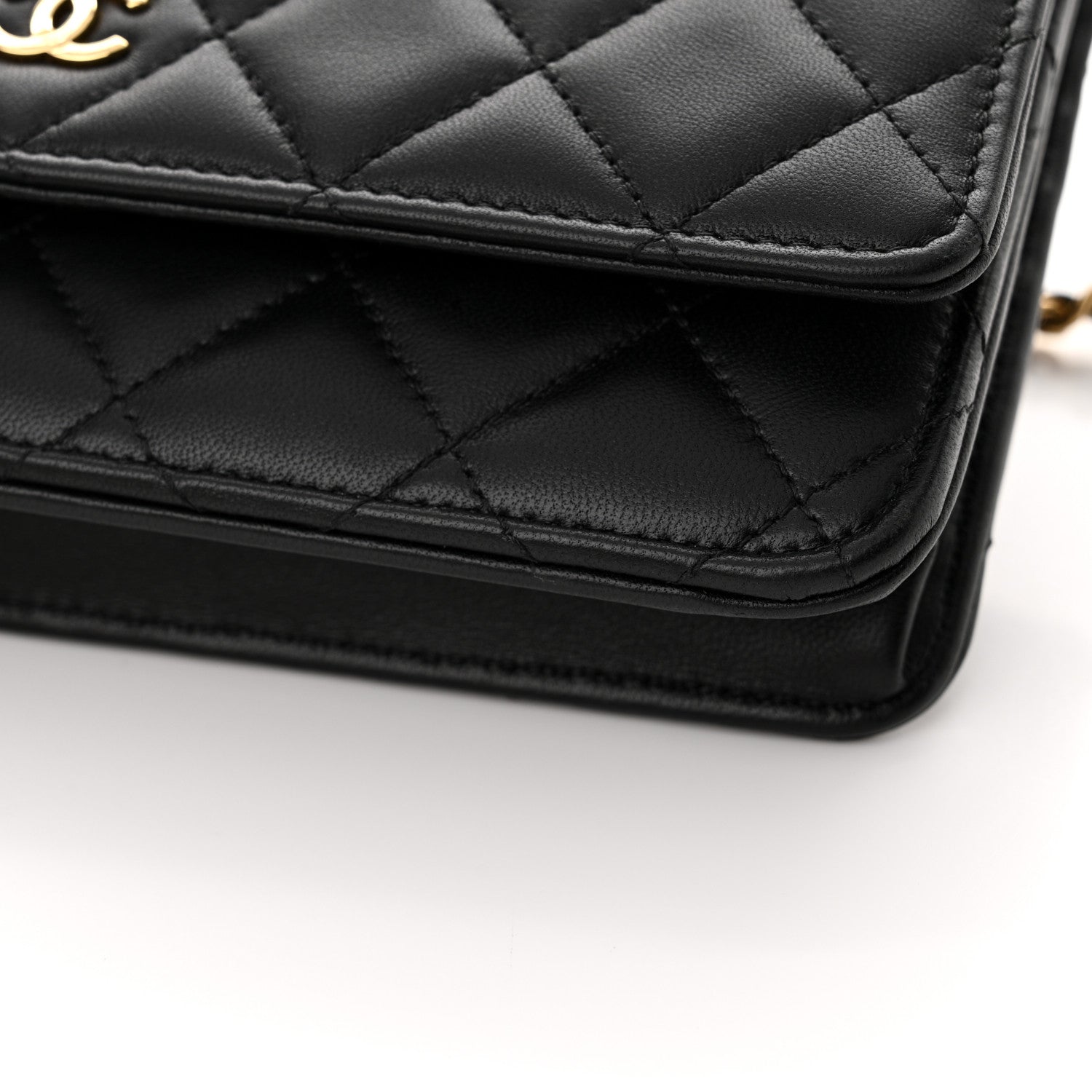 Chanel Lambskin Quilted Wallet On Chain WOC Black 12 of 15