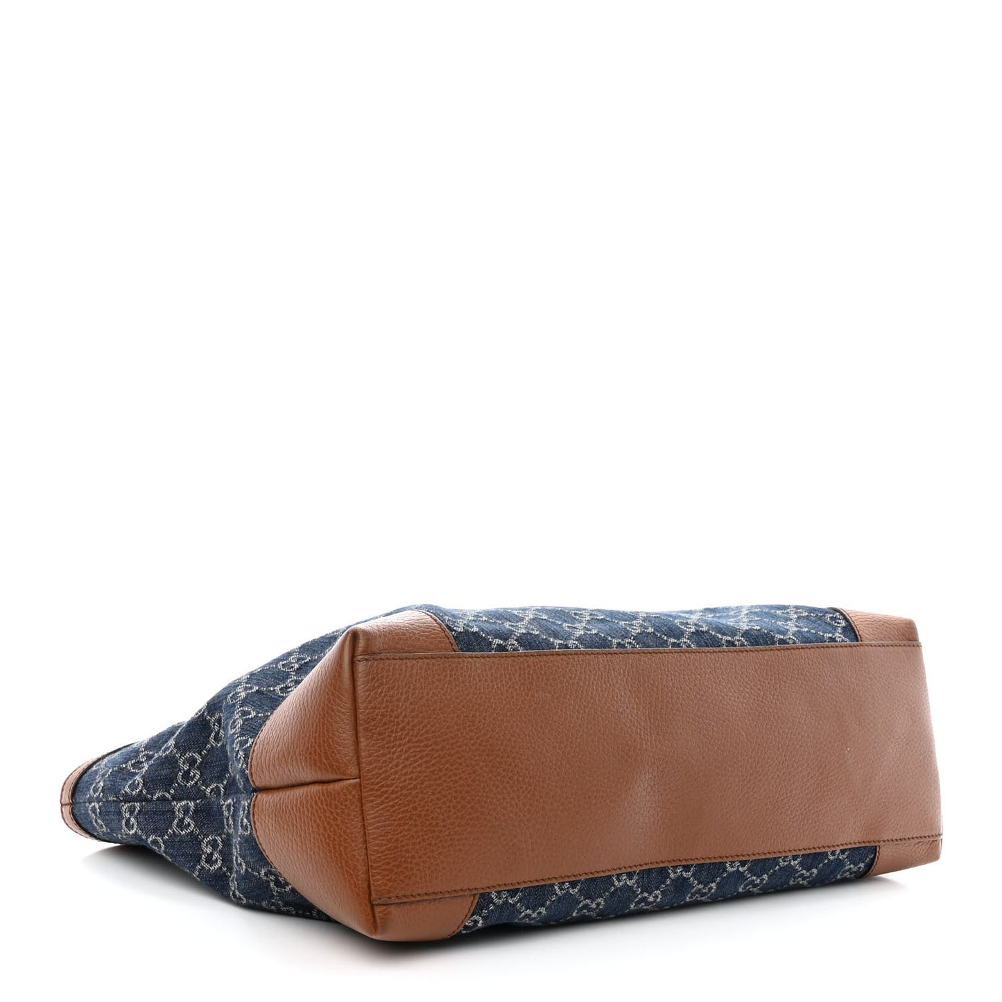 New Denim GG Monogram Medium Ophidia Shopping Tote Blue Tea Cuir