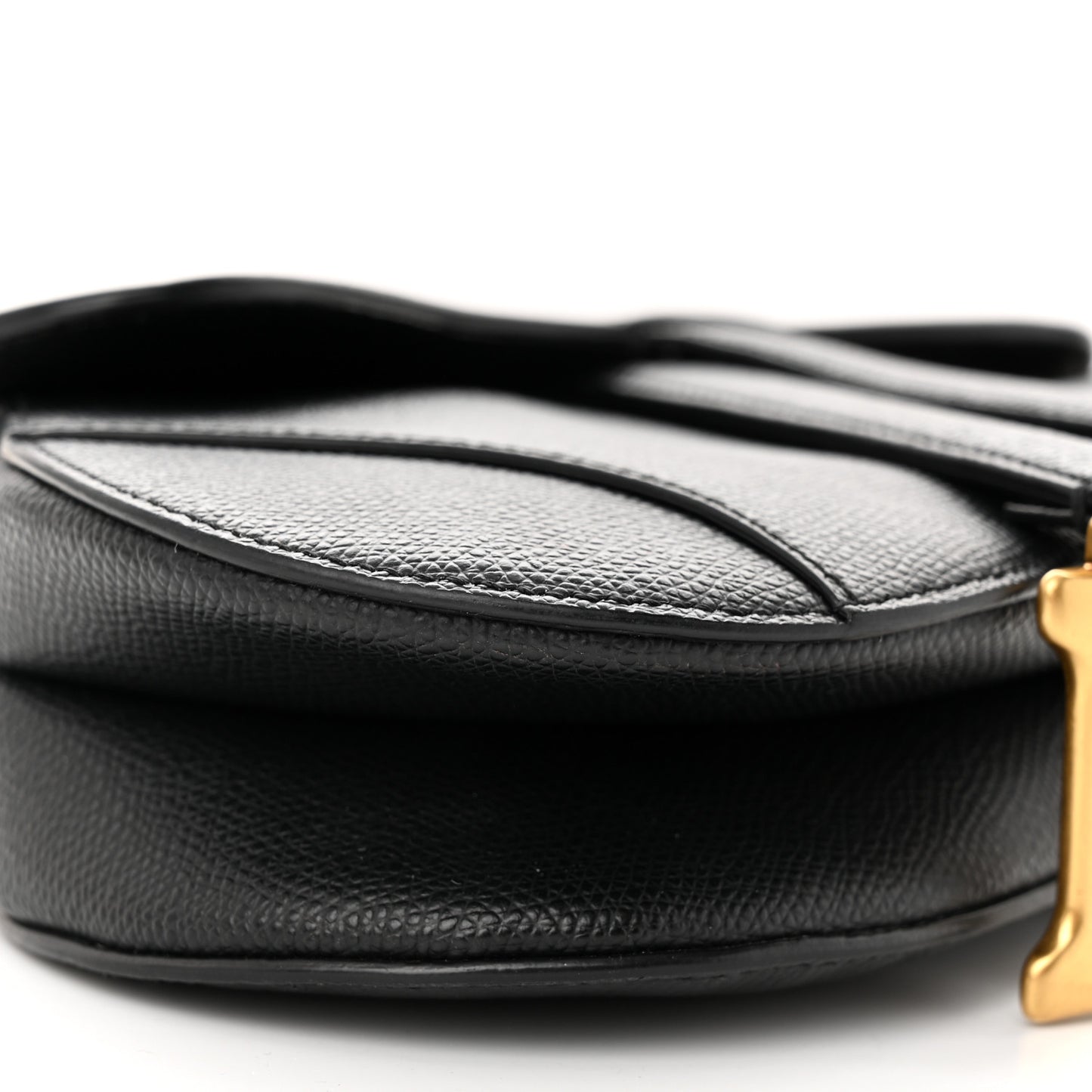 Grained Calfskin Mini Saddle Bag Black