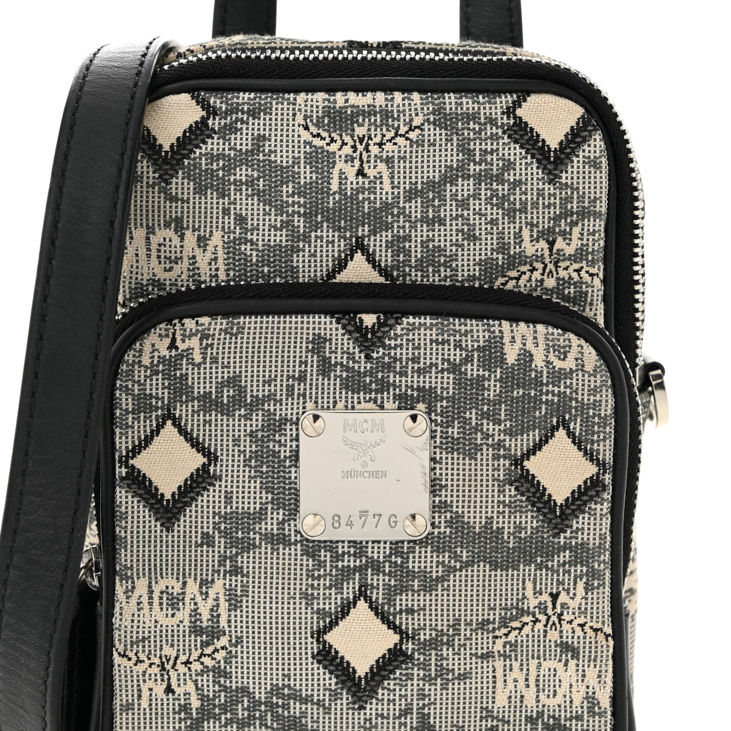 Vintage Jacquard Monogram Crossbody Bag Grey