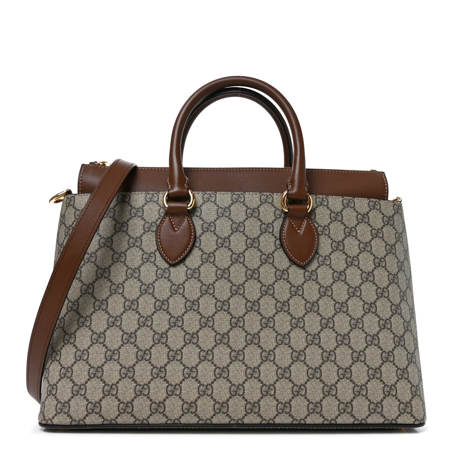 Gucci GG Supreme Monogram Large Zip Top Tote Beige Tuscany 1891610