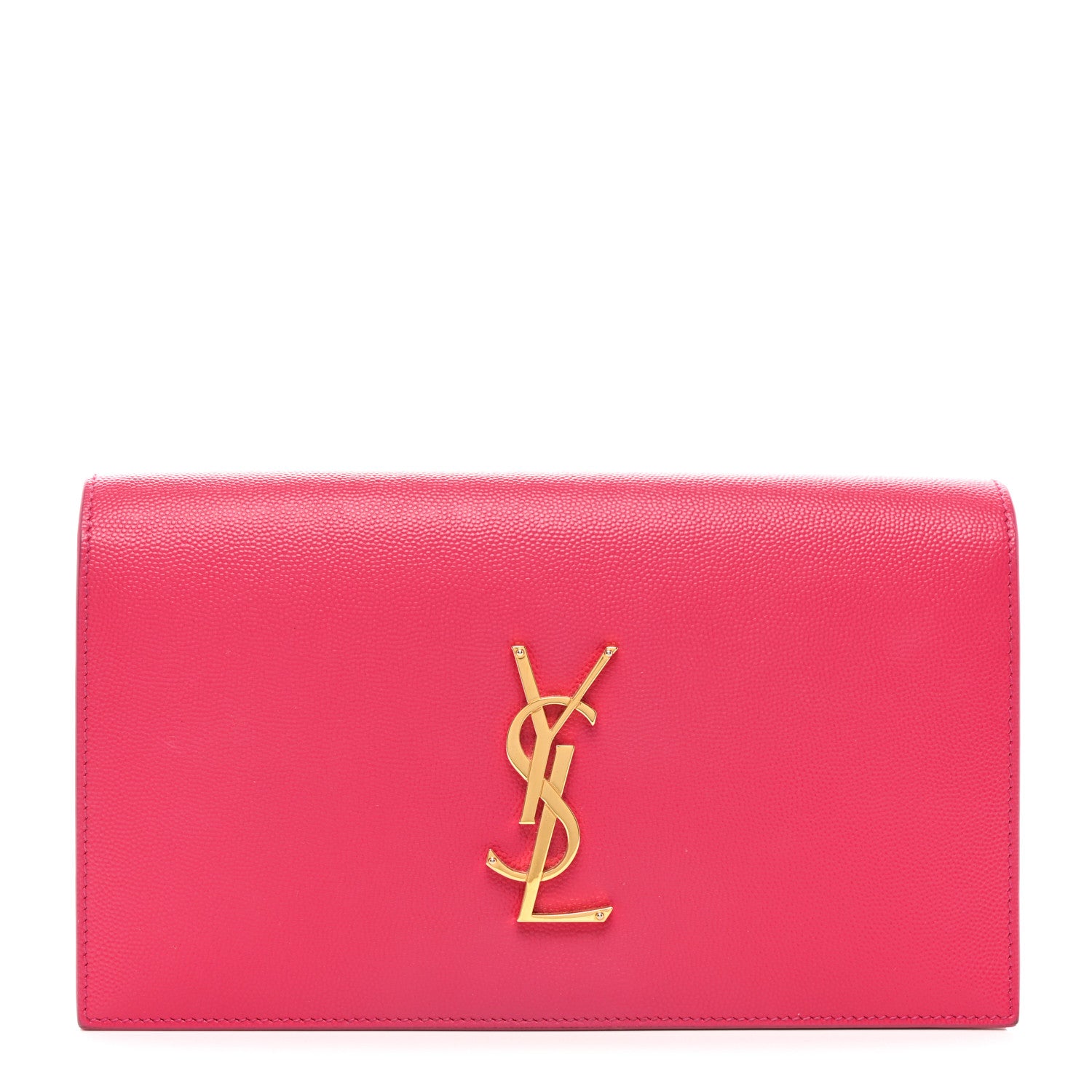 Saint Laurent Grain De Poudre Classic Monogram Kate Clutch Lipstick Fuchsia 1 of 7