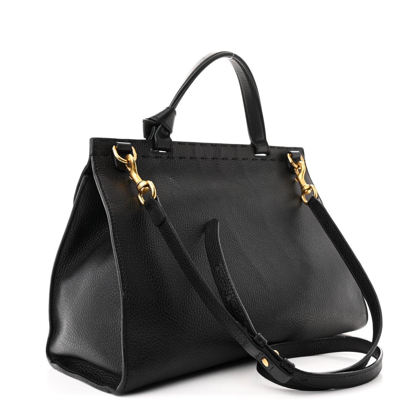 Calfskin Small GG Marmont Top Handle Bag Black