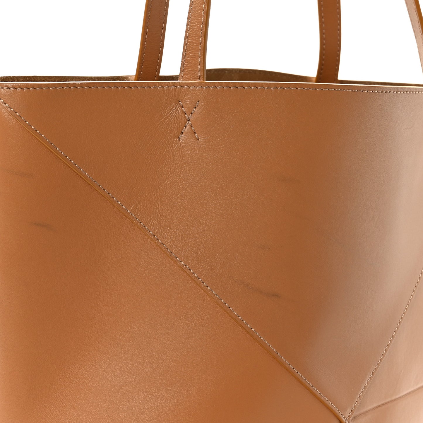 Shiny Calfskin Medium Puzzle Fold Tote Warm Desert