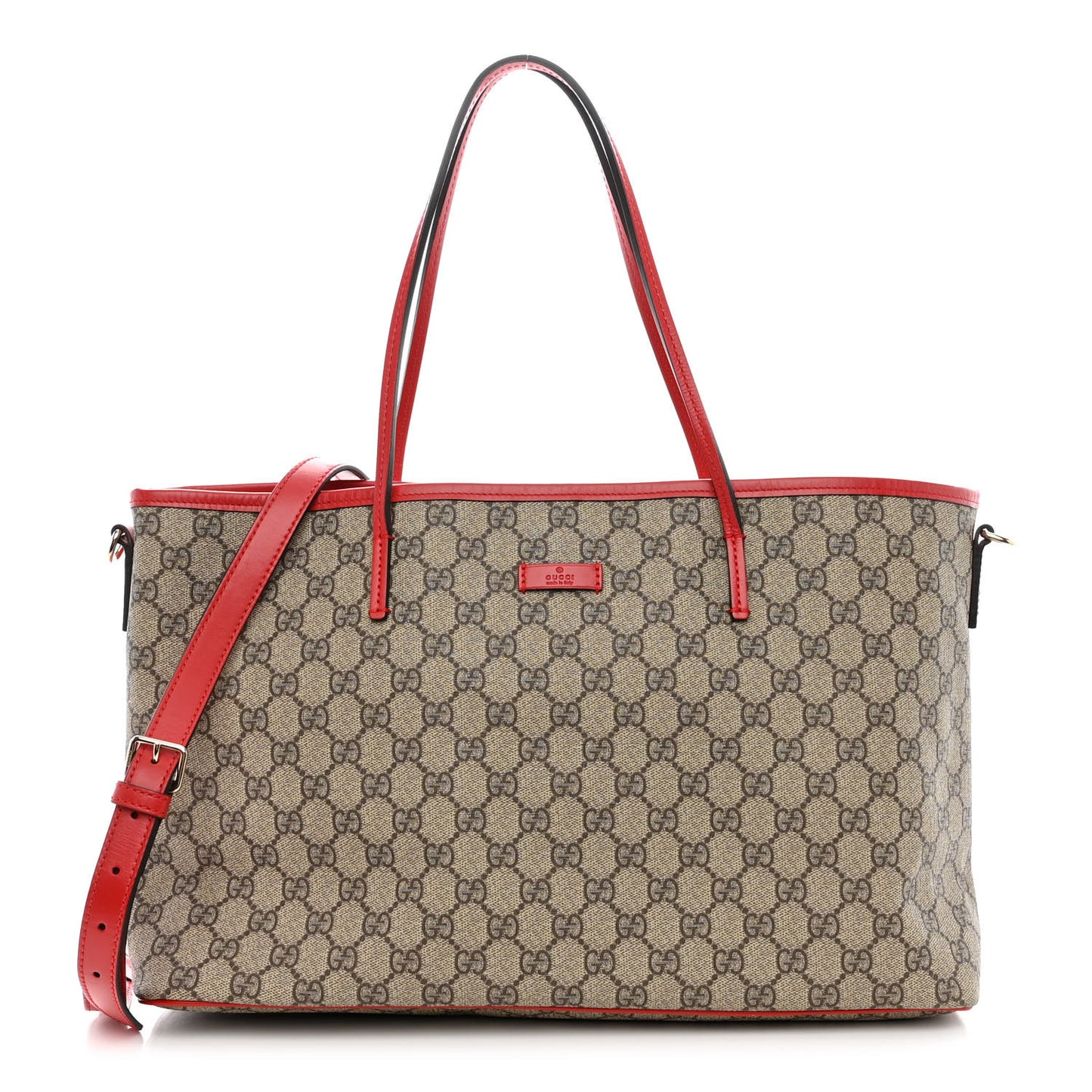 GG Supreme Monogram Medium Zippered Tote Red