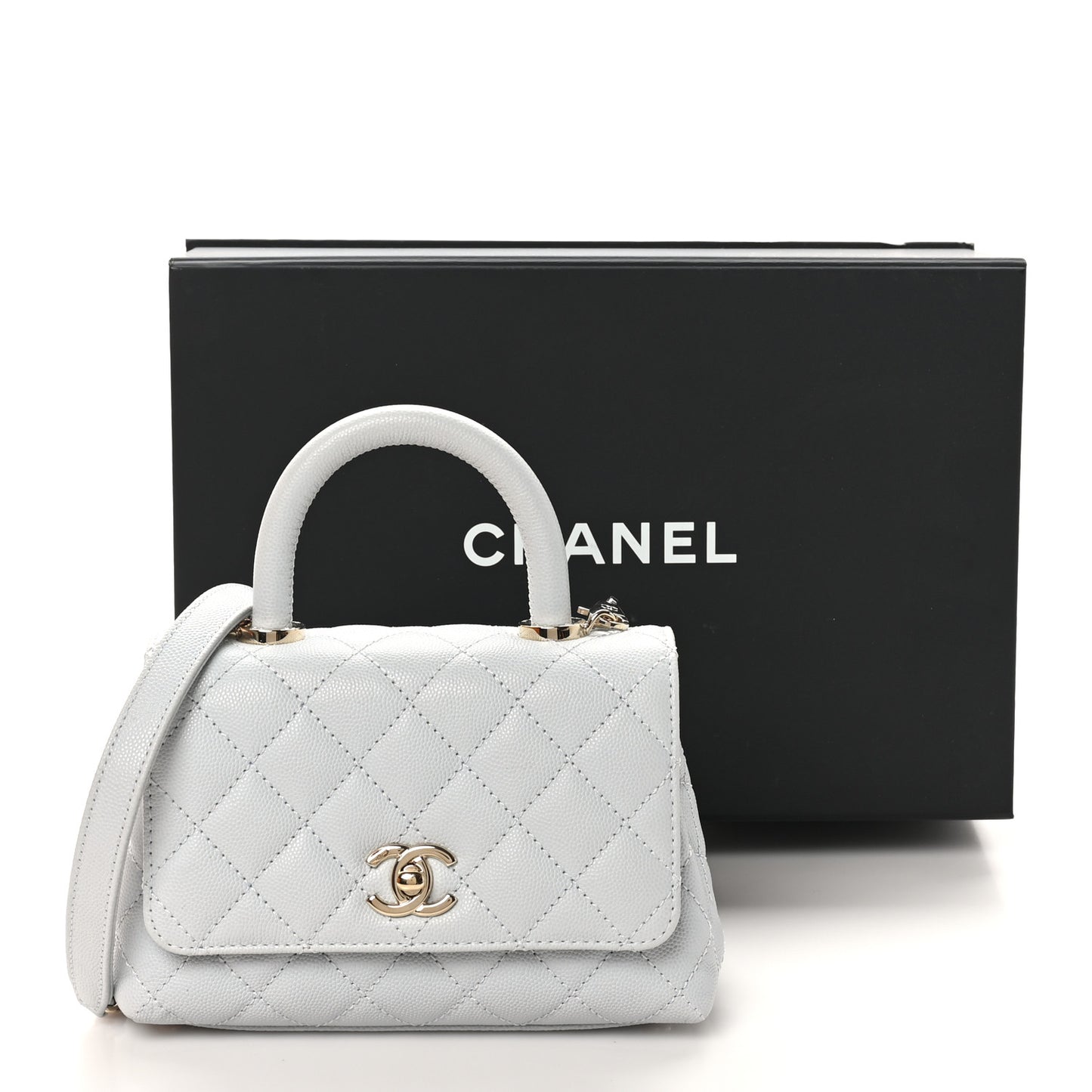 Caviar Quilted Extra Mini Coco Handle Flap Light Blue