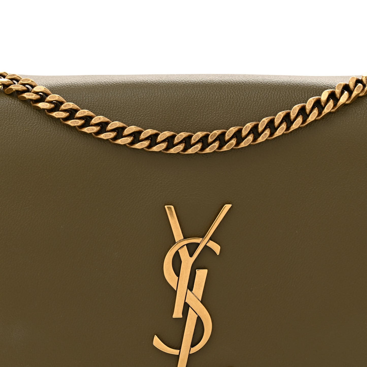 Smooth Calfskin Suede Small Reversible Monogram Kate Satchel Loden Green