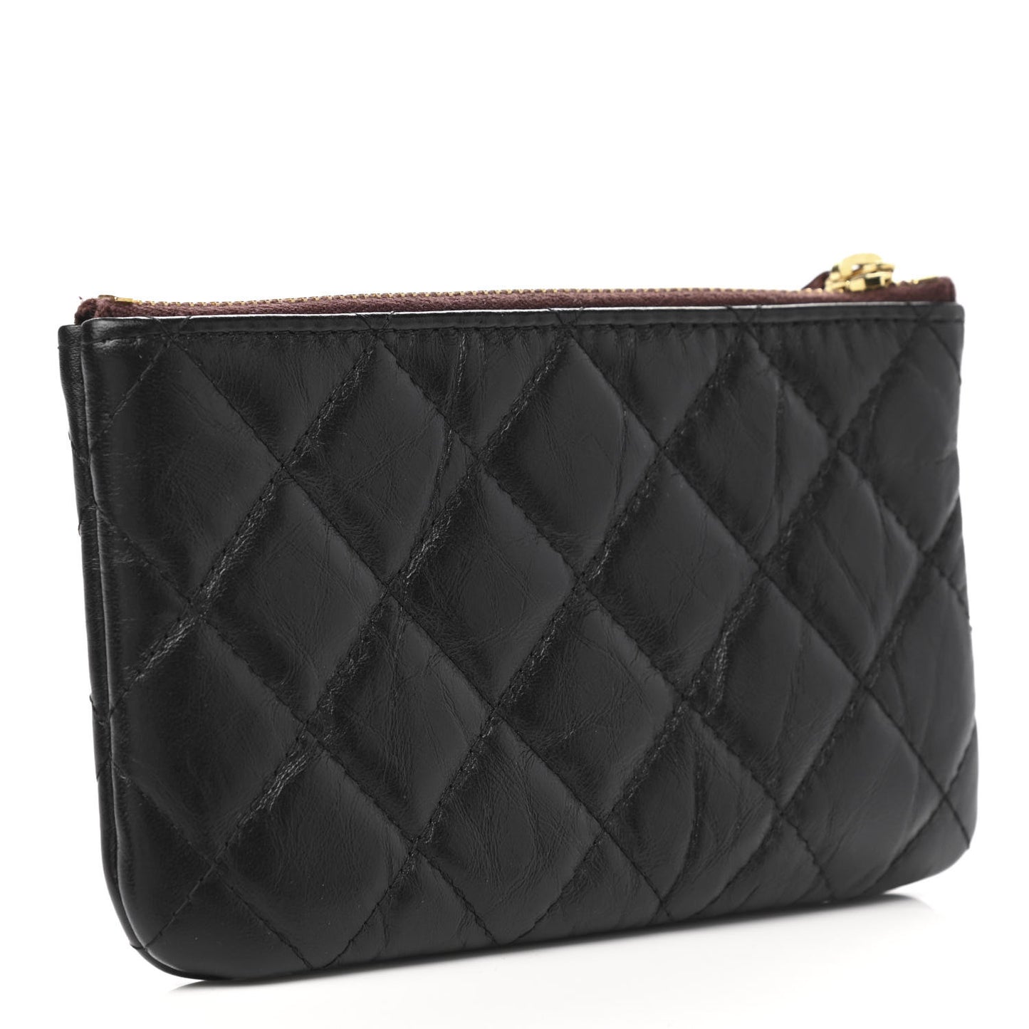 Aged Calfskin Quilted Small Reissue Cosmetic Case Black