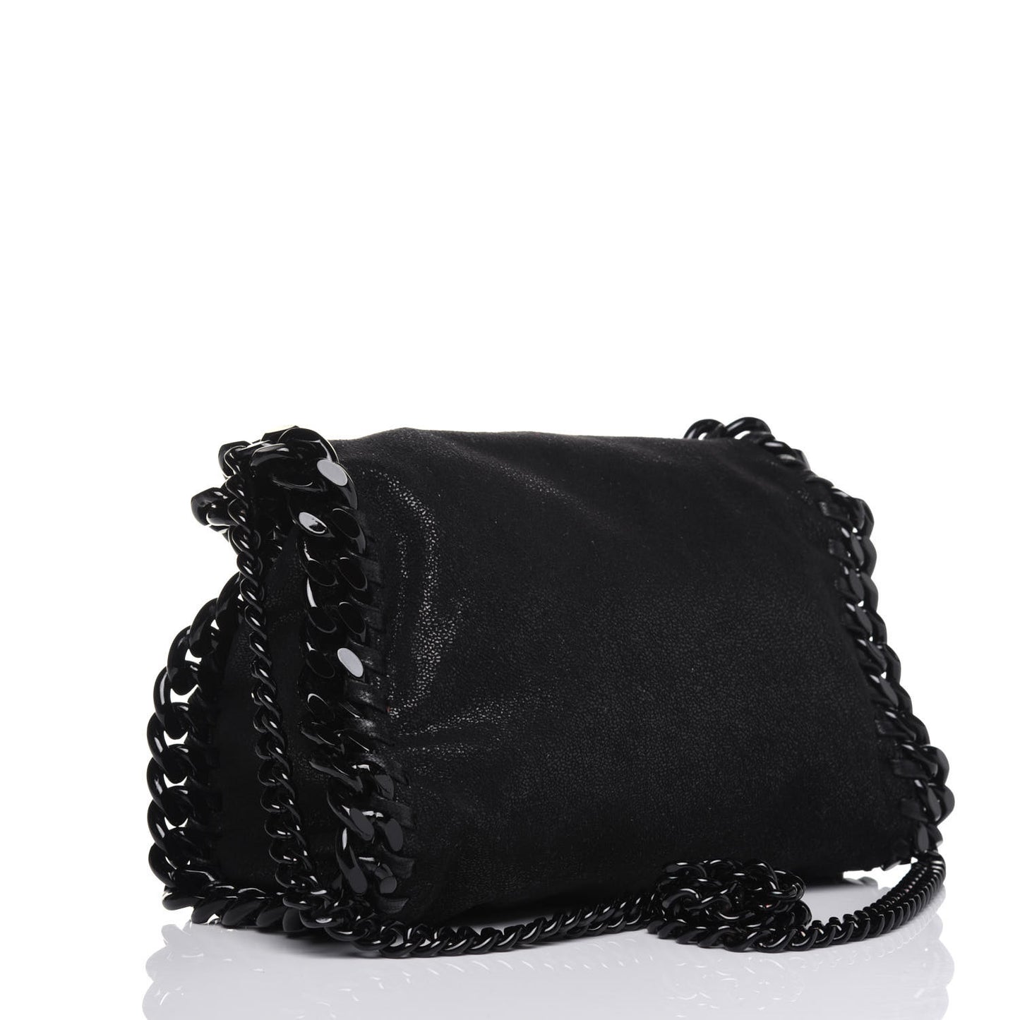 Shaggy Deer Mini Falabella Fold Over Tote Black