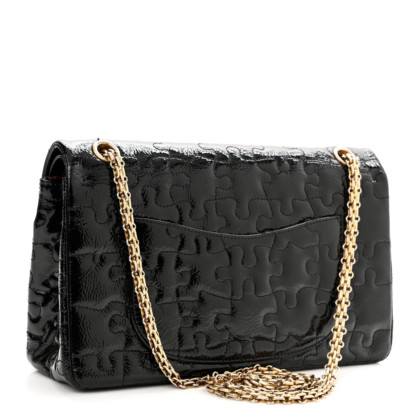 Crackled Patent Calfskin Puzzle 2.55 Reissue 226 Flap Black
