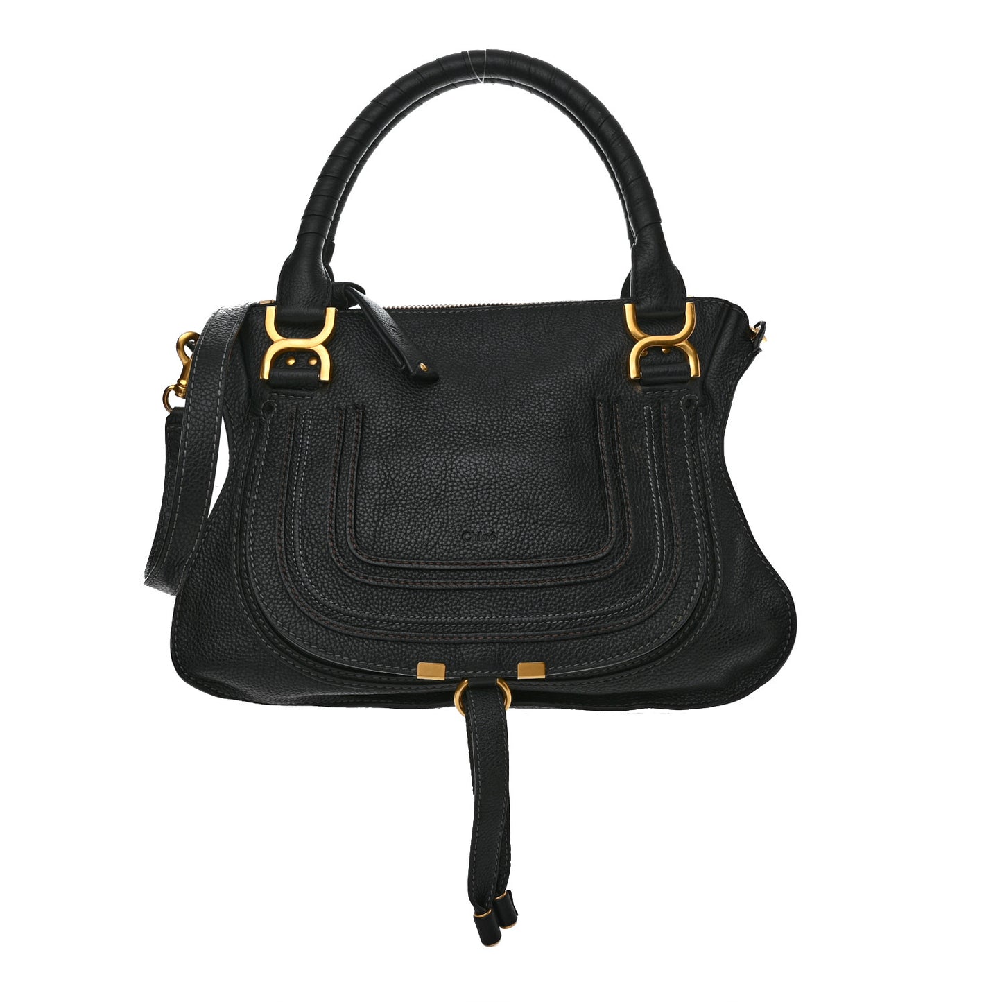 Calfskin Small Marcie Satchel Black